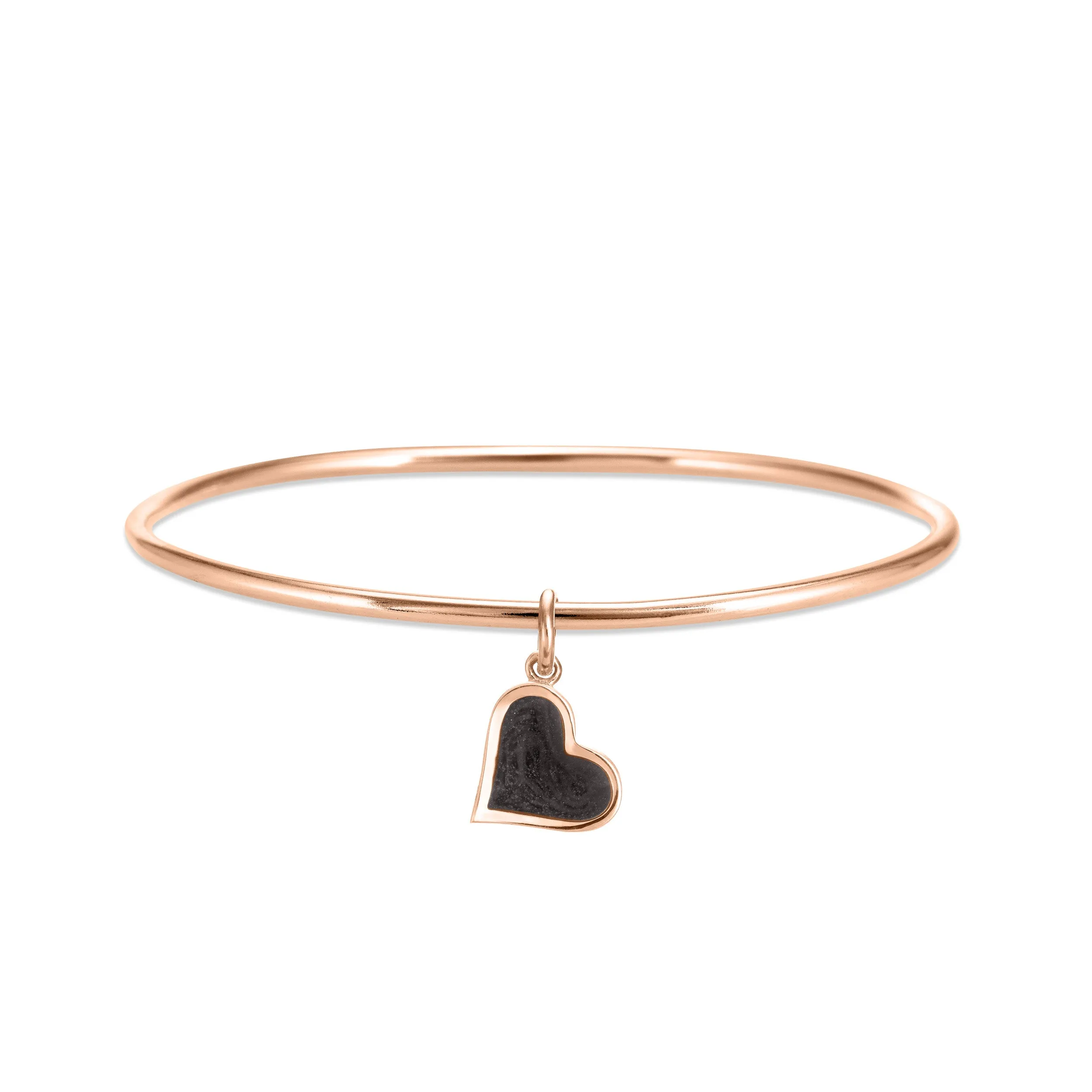 Single Bangle Bracelet with Various Cremation Charms in 14K Rose Gold