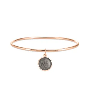 Single Bangle Bracelet with Various Cremation Charms in 14K Rose Gold