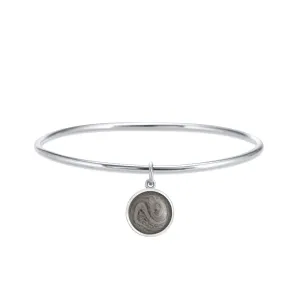 Single Bangle Bracelet with Various Cremation Charms in 14K White Gold