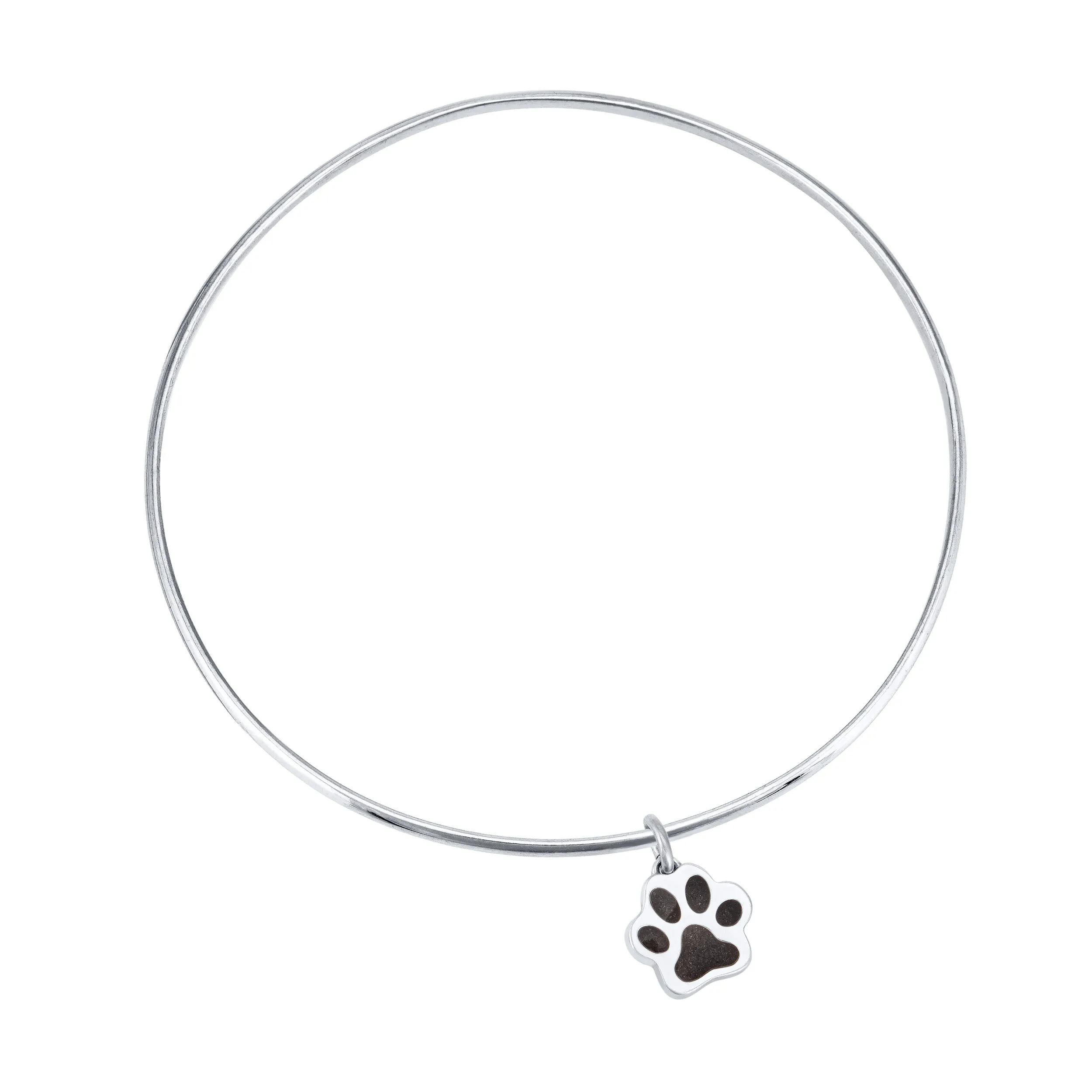 Single Bangle Bracelet with Various Cremation Charms in 14K White Gold