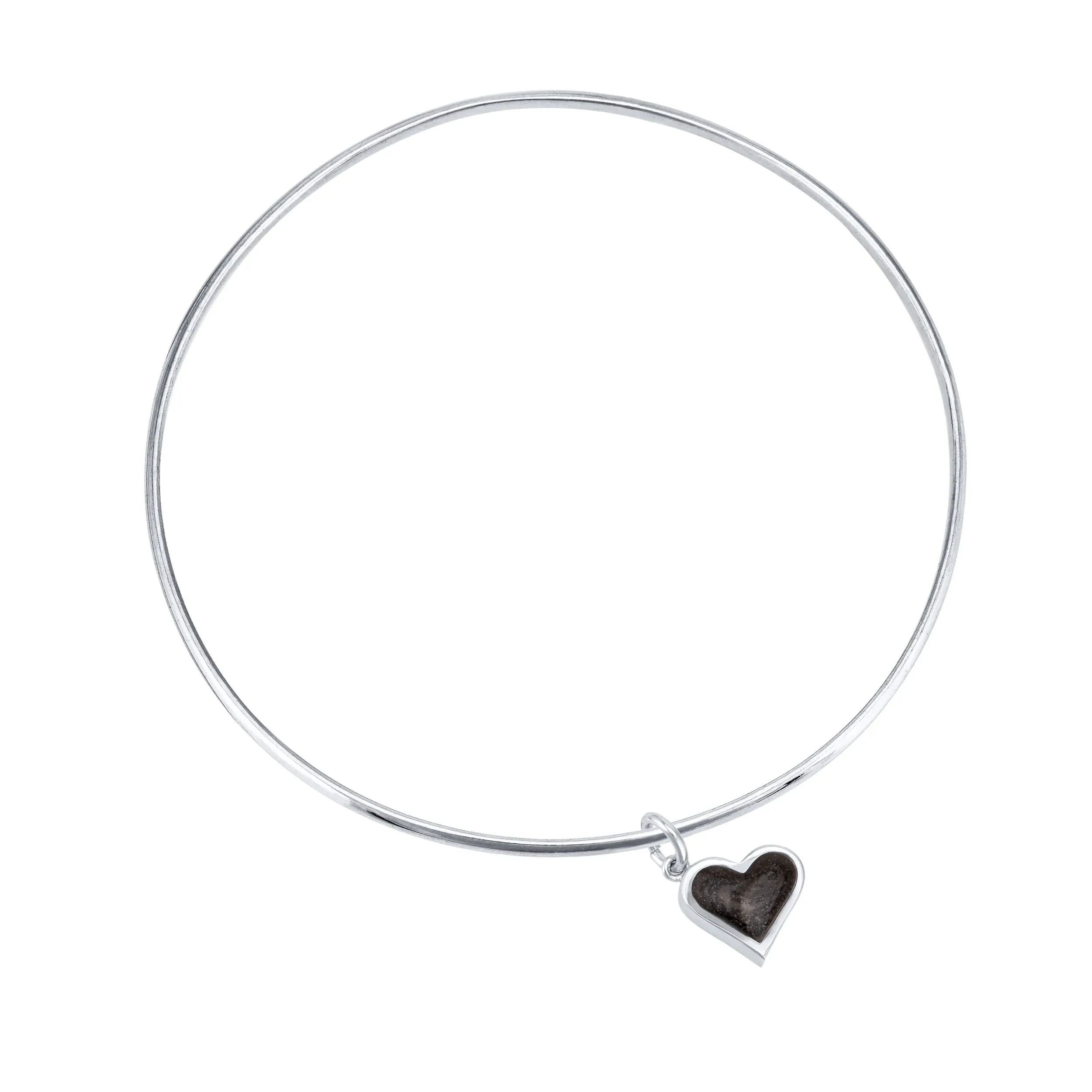 Single Bangle Bracelet with Various Cremation Charms in 14K White Gold