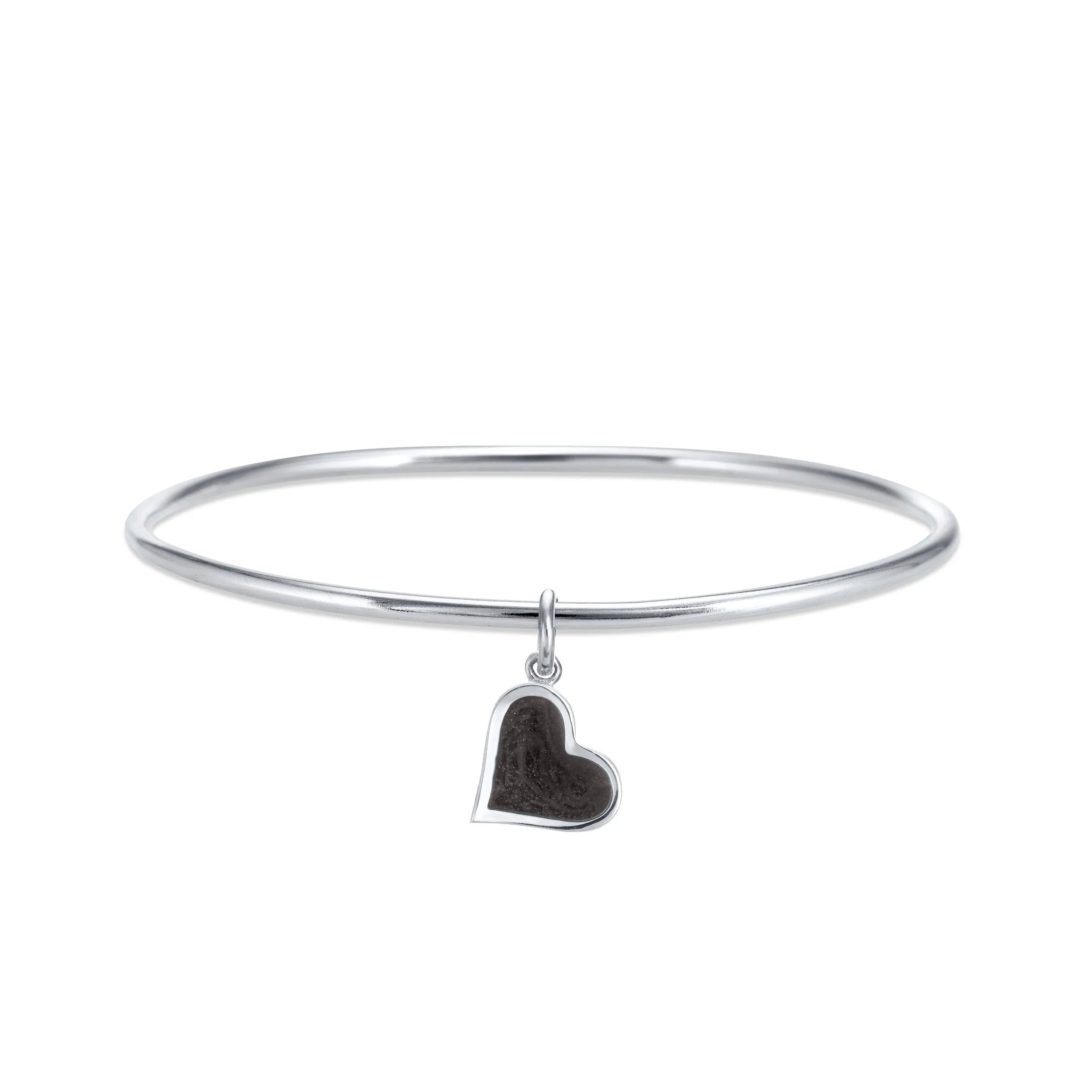 Single Bangle Bracelet with Various Cremation Charms in 14K White Gold