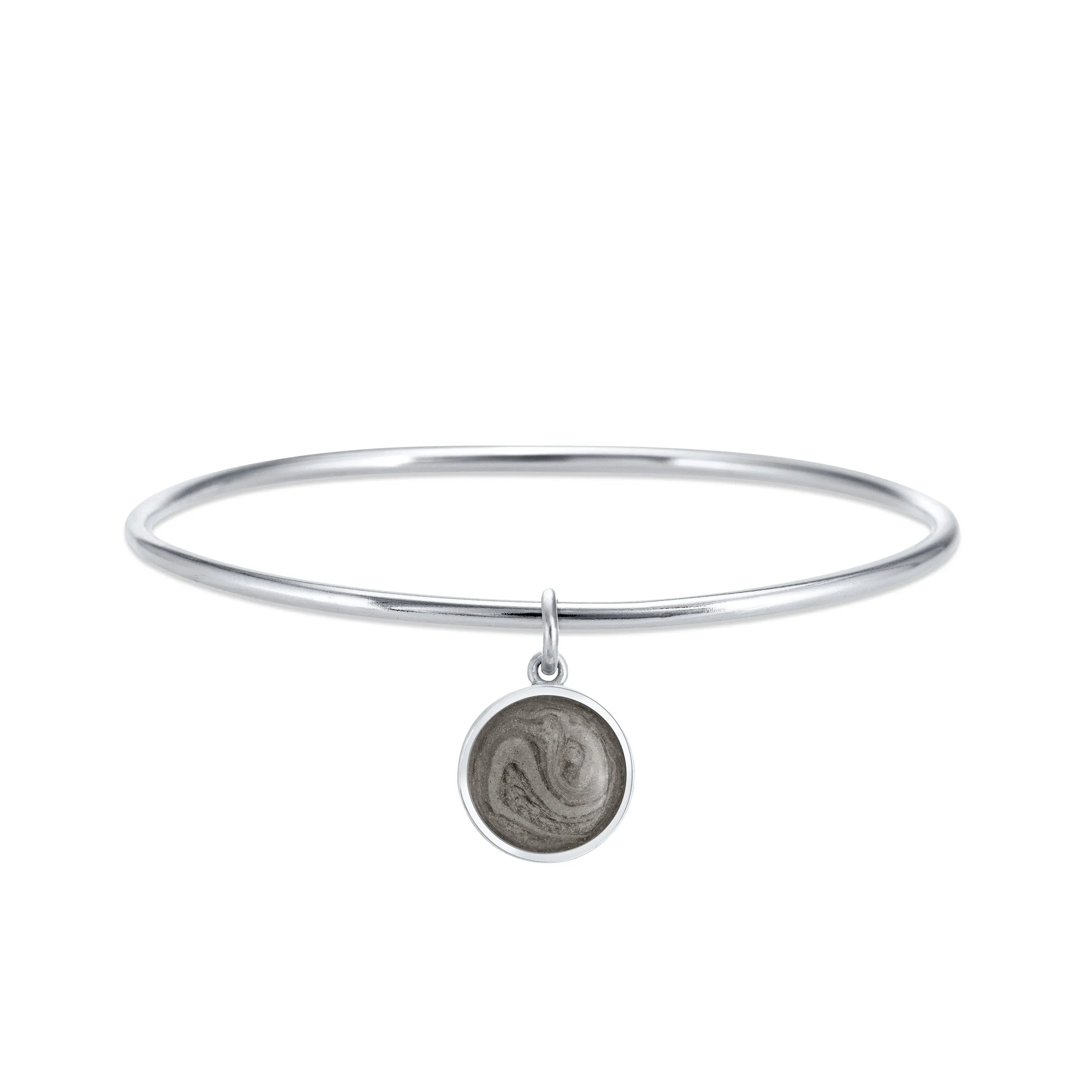 Single Bangle Bracelet with Various Cremation Charms in 14K White Gold