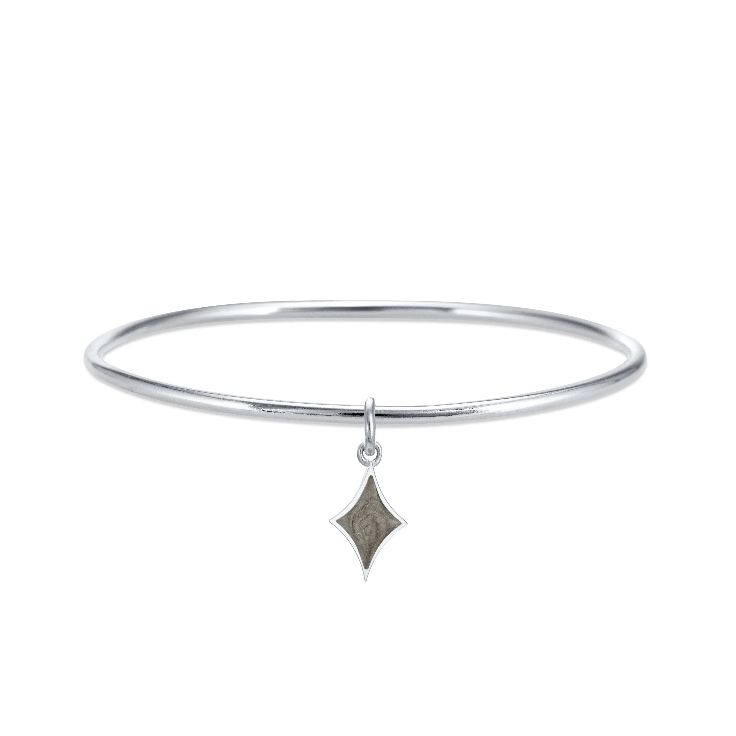 Single Bangle Bracelet with Various Cremation Charms in 14K White Gold