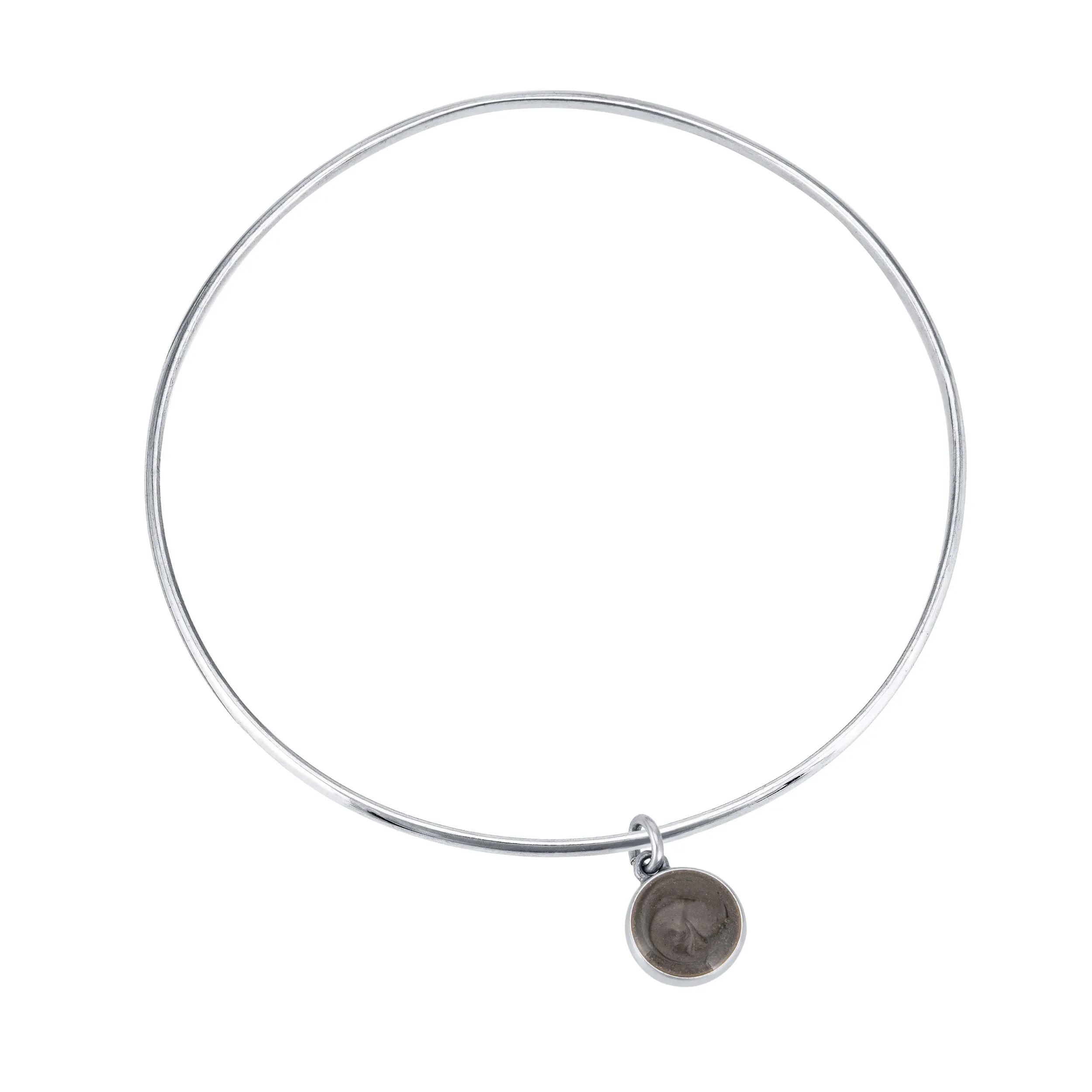 Single Bangle Bracelet with Various Cremation Charms in 14K White Gold