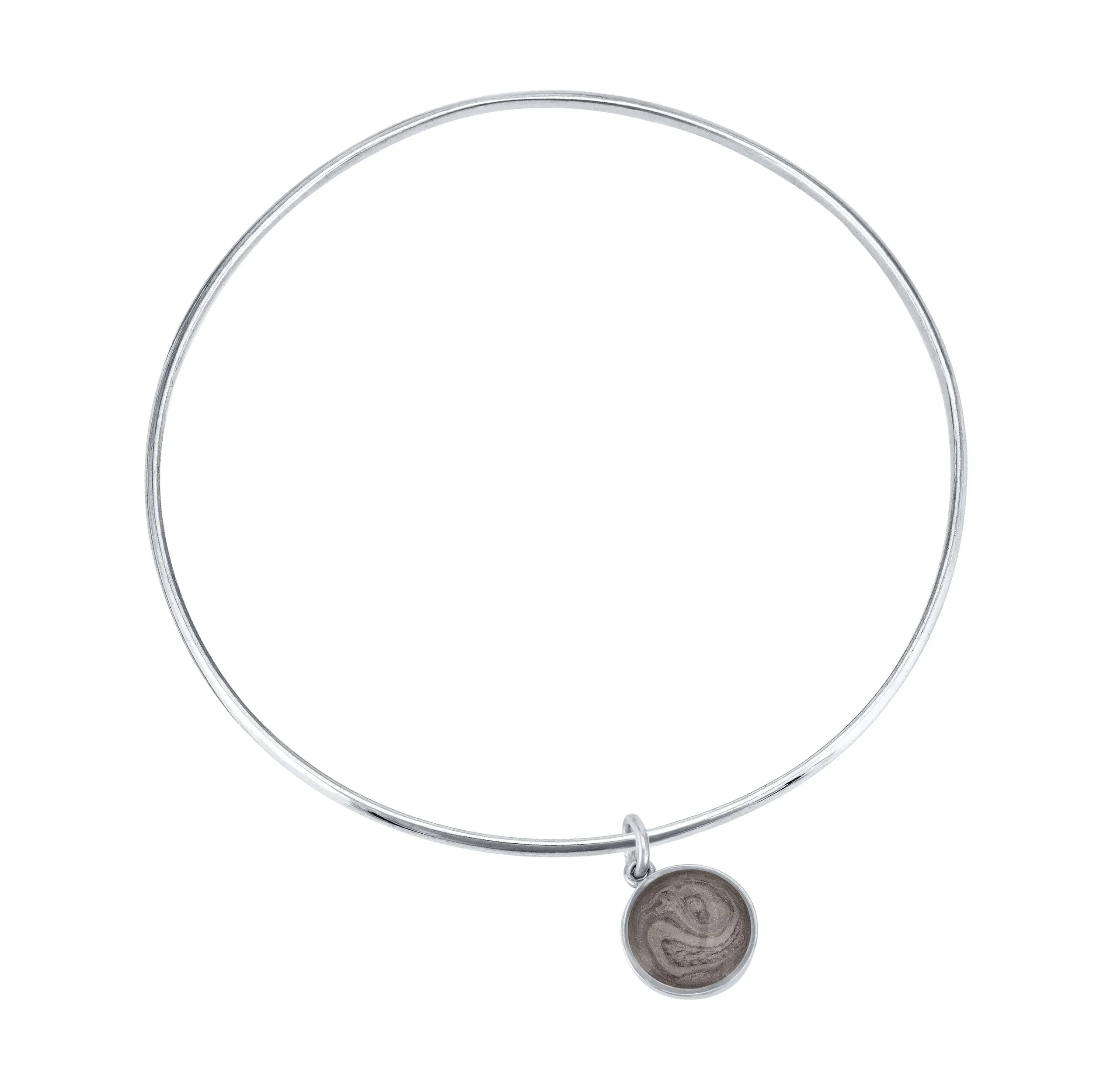 Single Bangle Bracelet with Various Cremation Charms in 14K White Gold