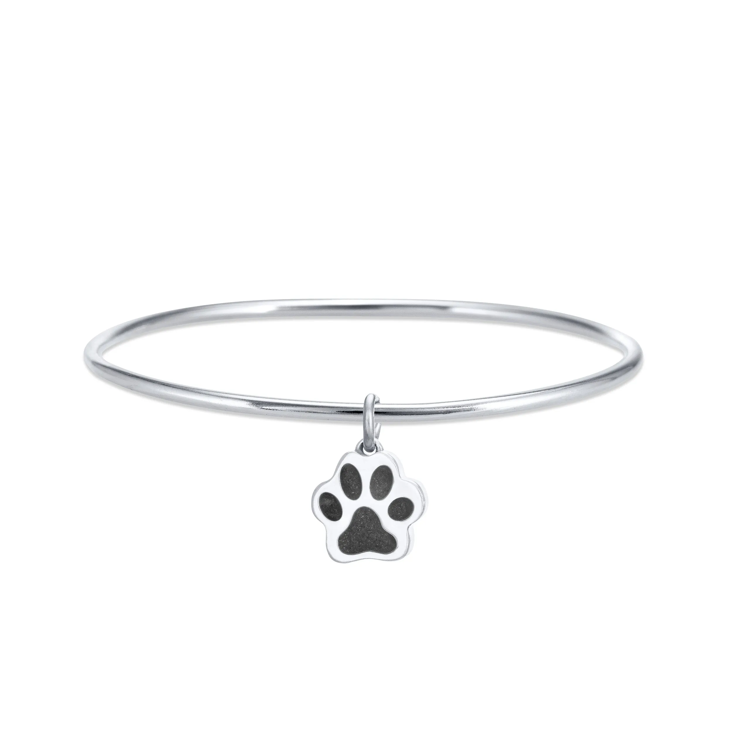 Single Bangle Bracelet with Various Cremation Charms in 14K White Gold