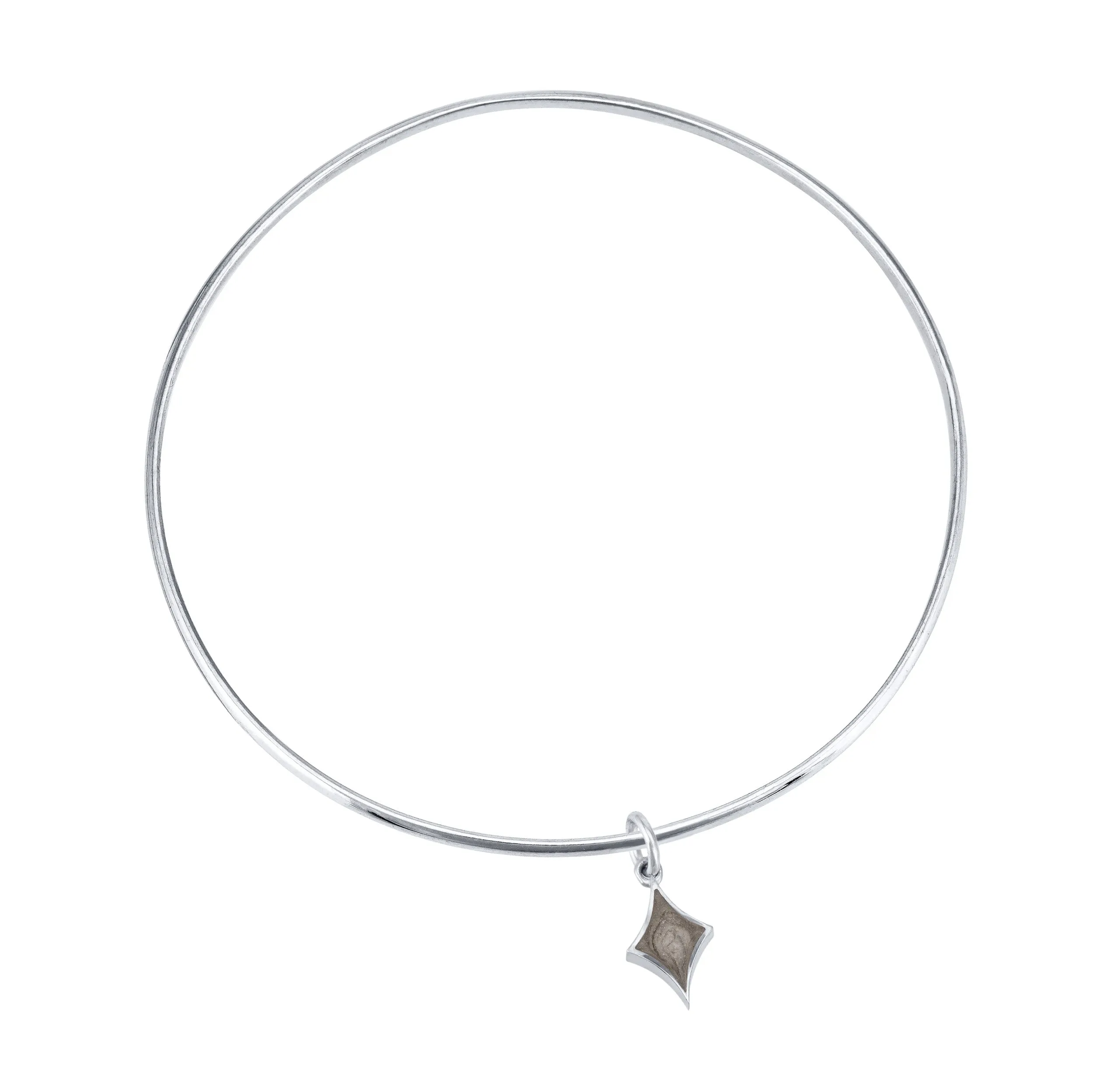 Single Bangle Bracelet with Various Cremation Charms in 14K White Gold