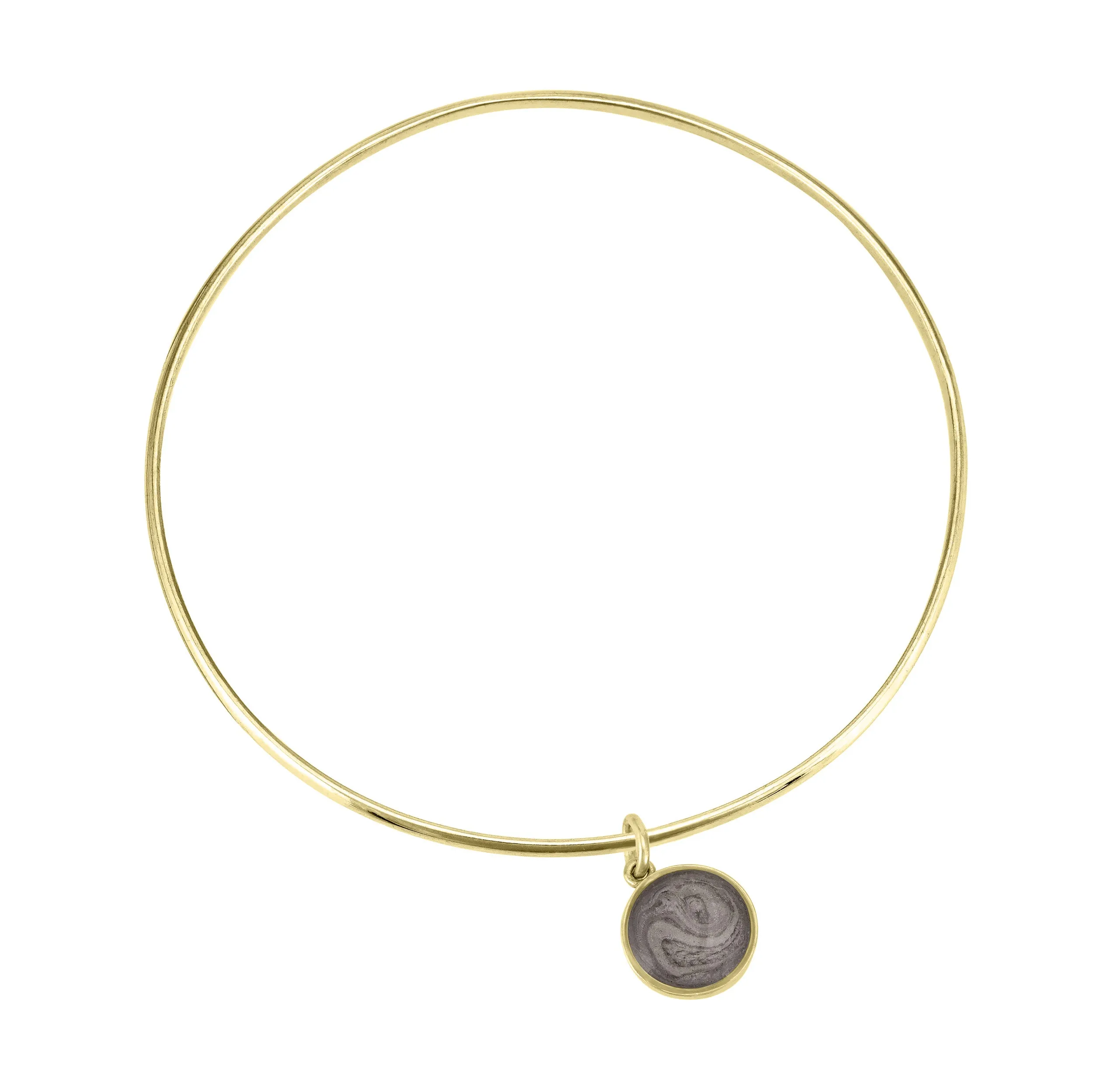 Single Bangle Bracelet with Various Cremation Charms in 14K Yellow Gold