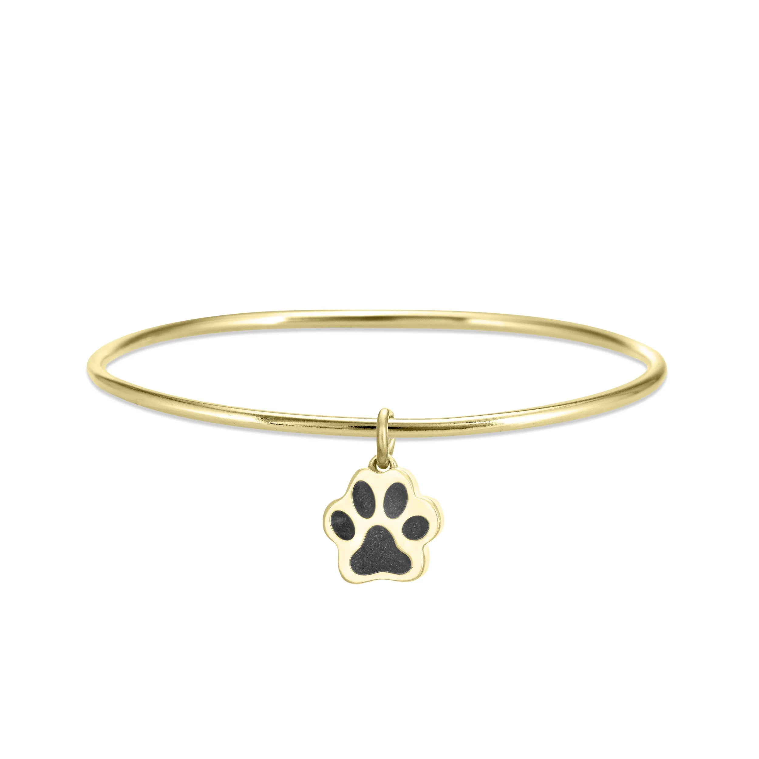 Single Bangle Bracelet with Various Cremation Charms in 14K Yellow Gold