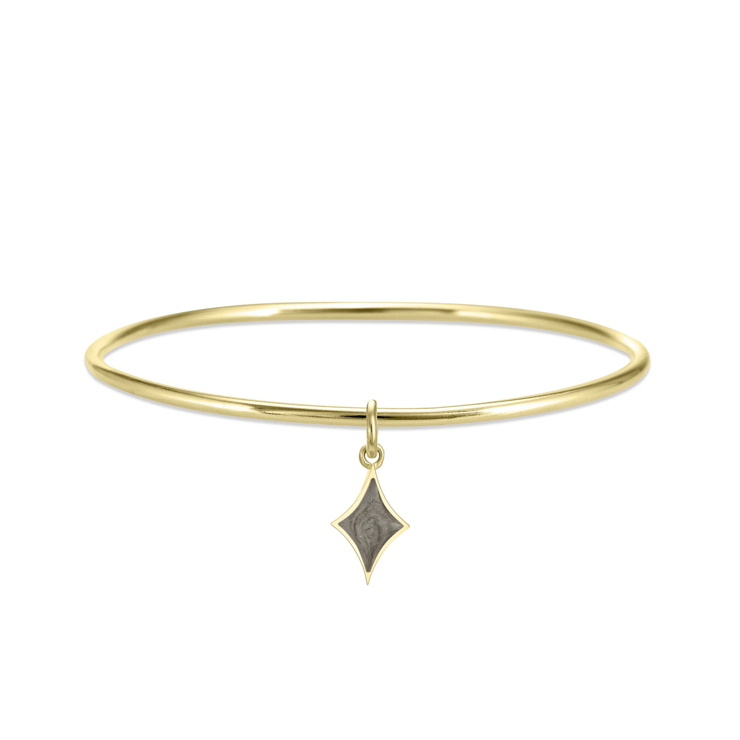 Single Bangle Bracelet with Various Cremation Charms in 14K Yellow Gold