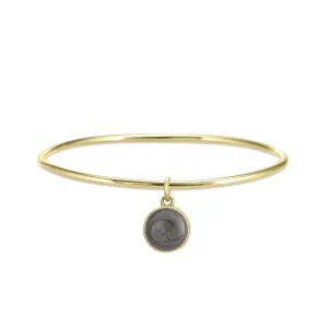 Single Bangle Bracelet with Various Cremation Charms in 14K Yellow Gold