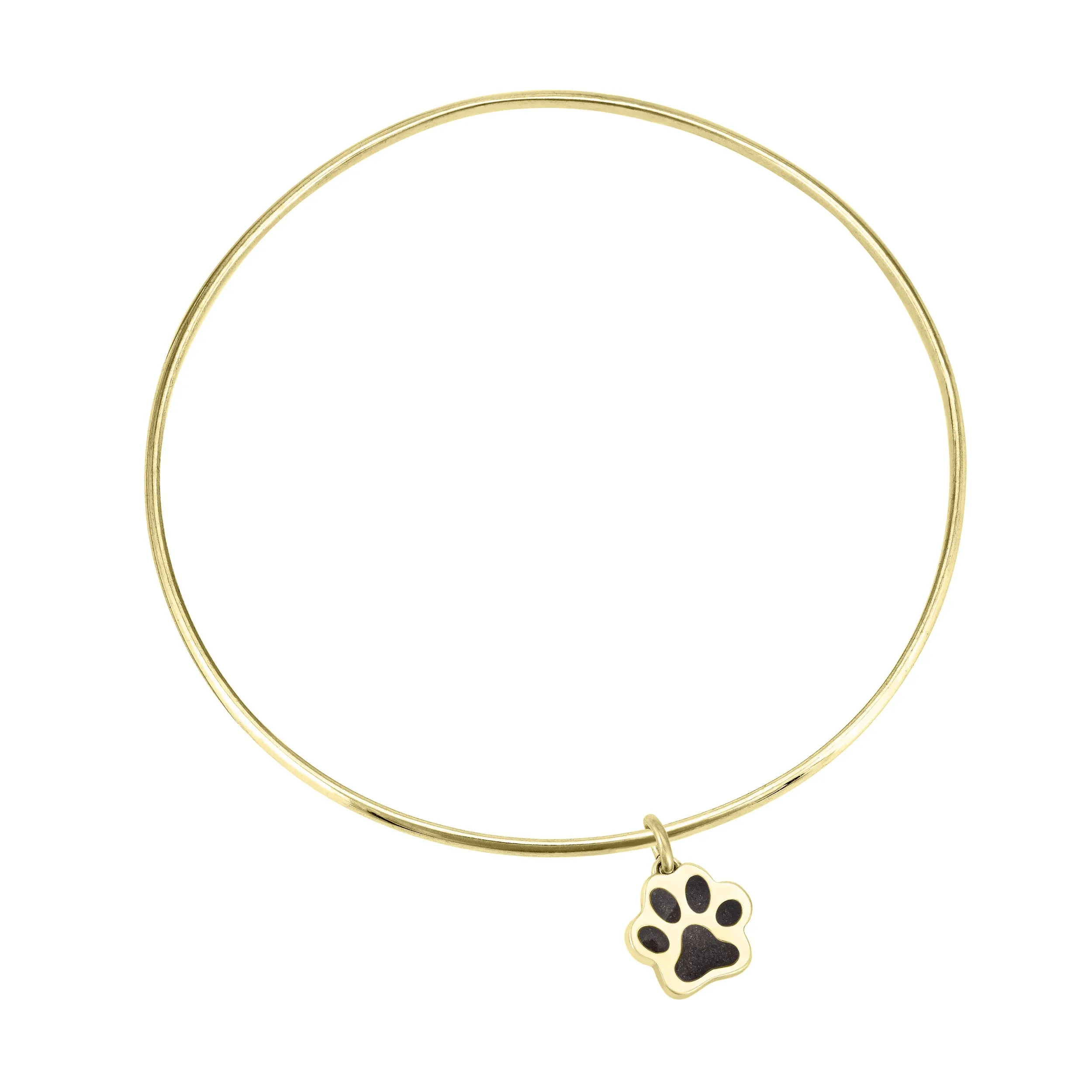 Single Bangle Bracelet with Various Cremation Charms in 14K Yellow Gold