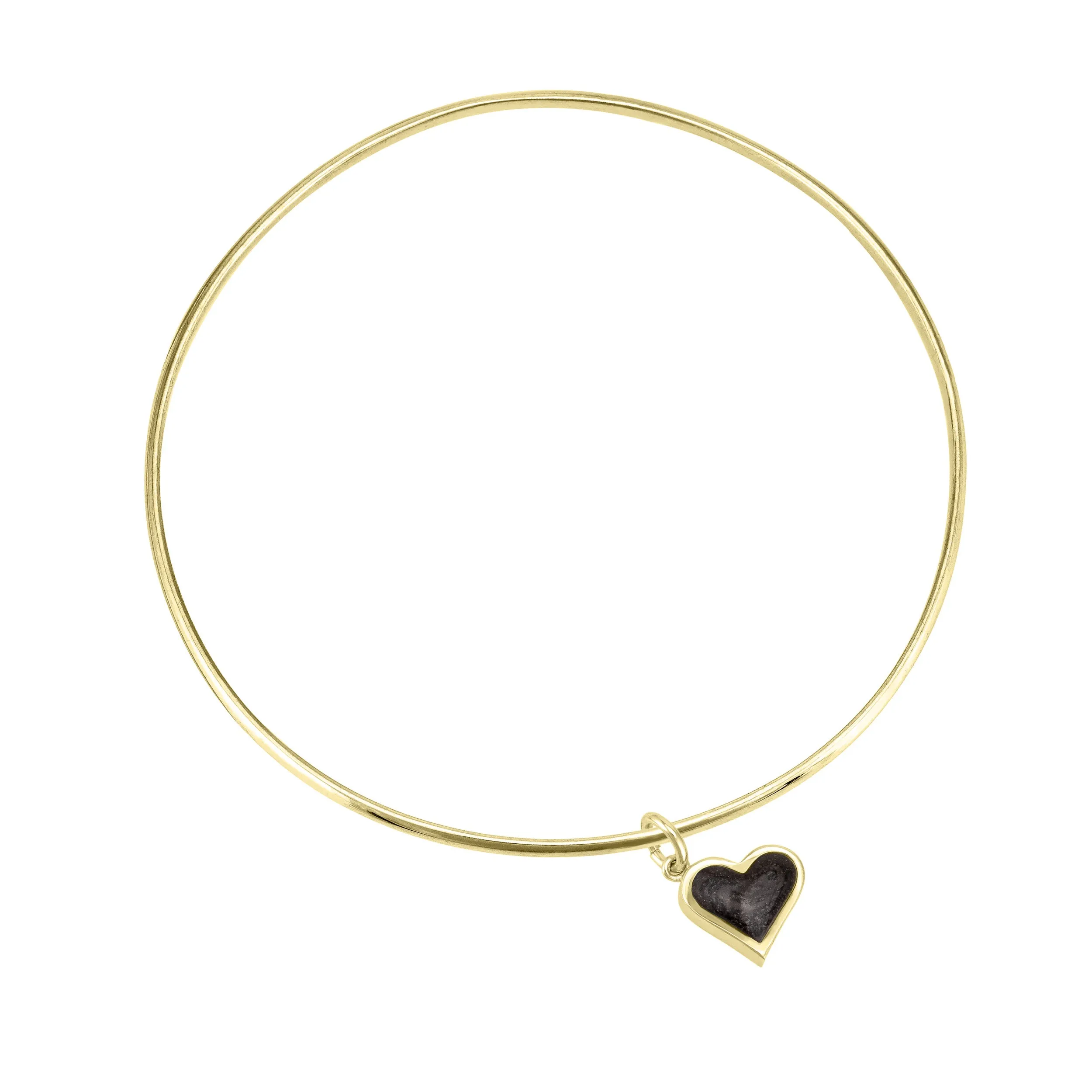 Single Bangle Bracelet with Various Cremation Charms in 14K Yellow Gold
