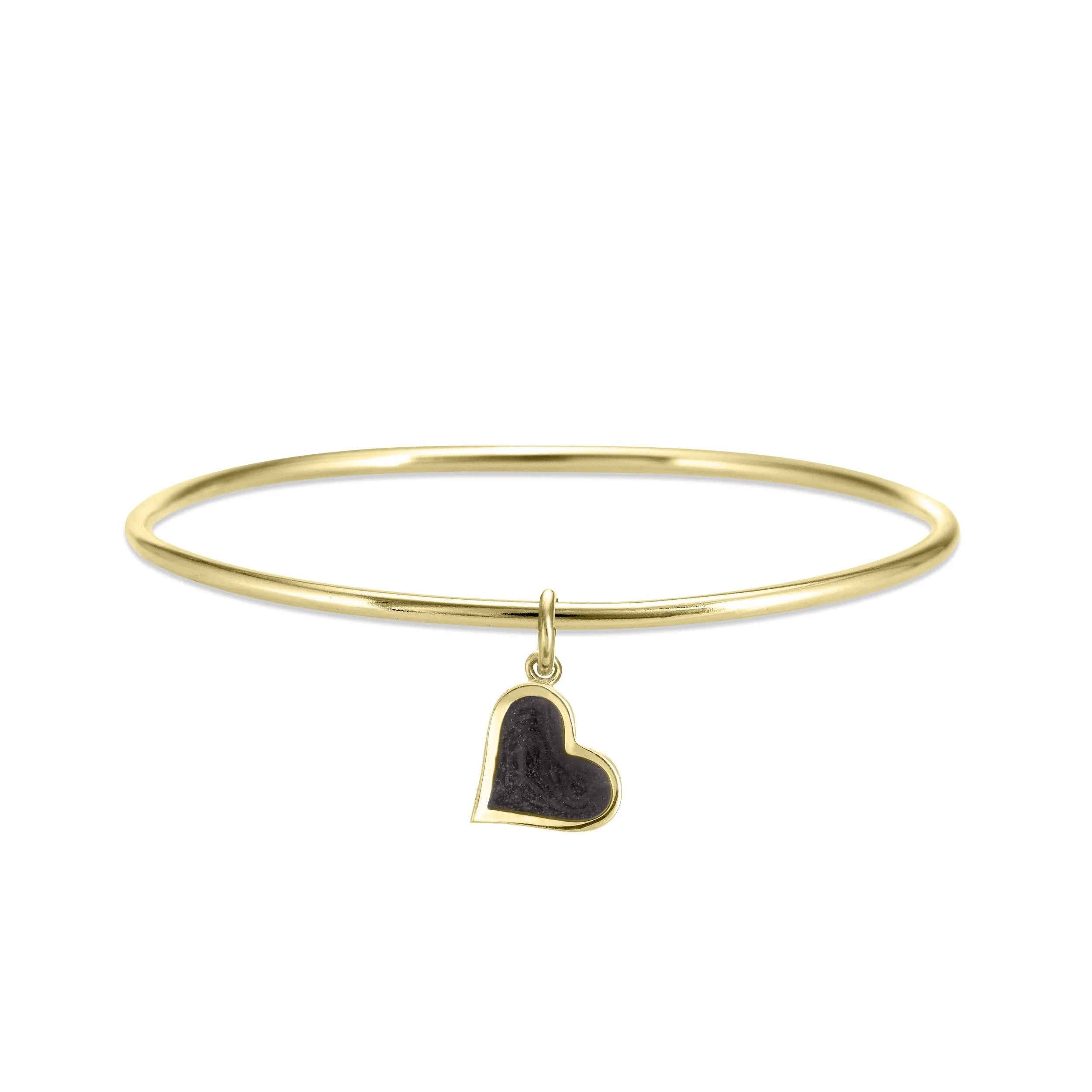 Single Bangle Bracelet with Various Cremation Charms in 14K Yellow Gold