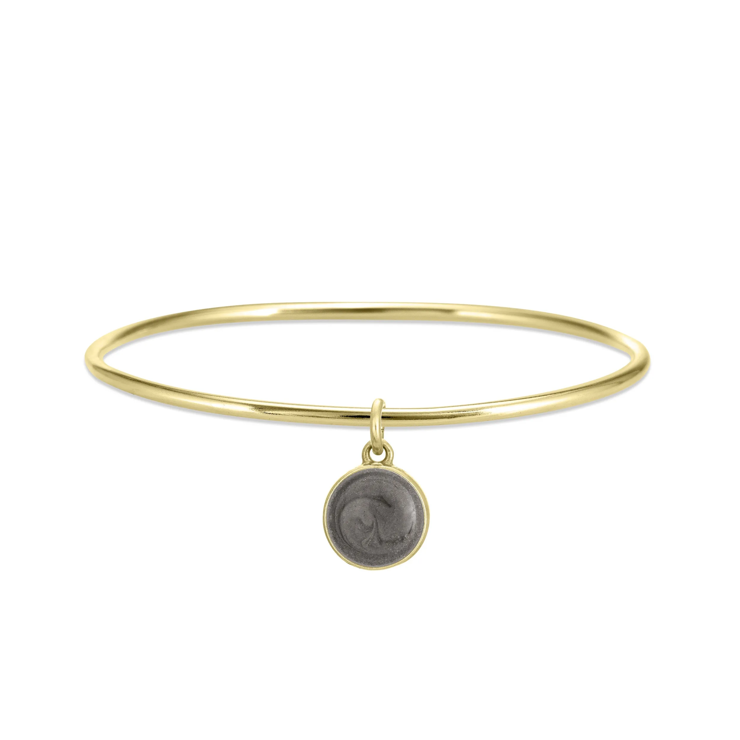 Single Bangle Bracelet with Various Cremation Charms in 14K Yellow Gold
