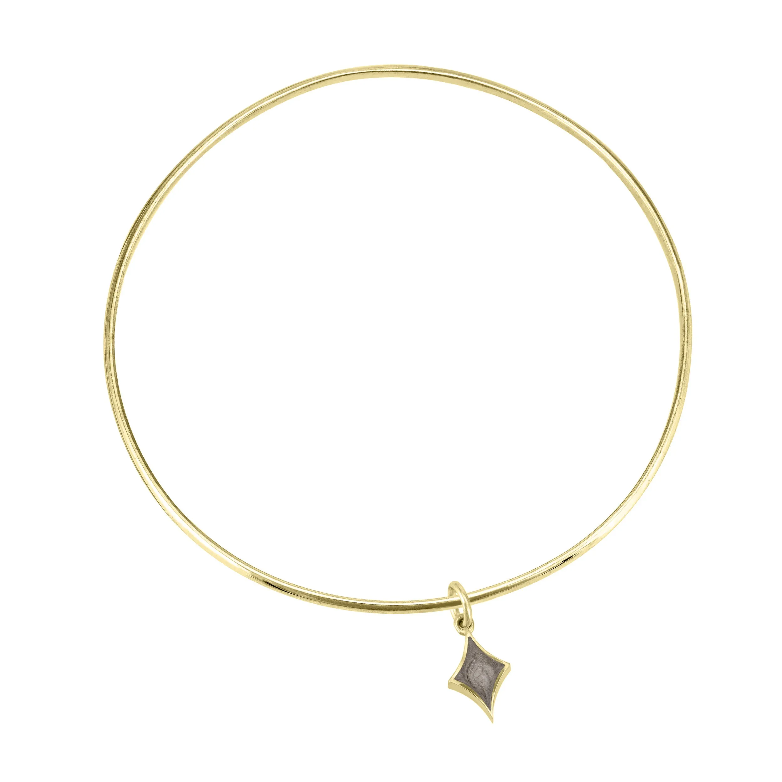 Single Bangle Bracelet with Various Cremation Charms in 14K Yellow Gold
