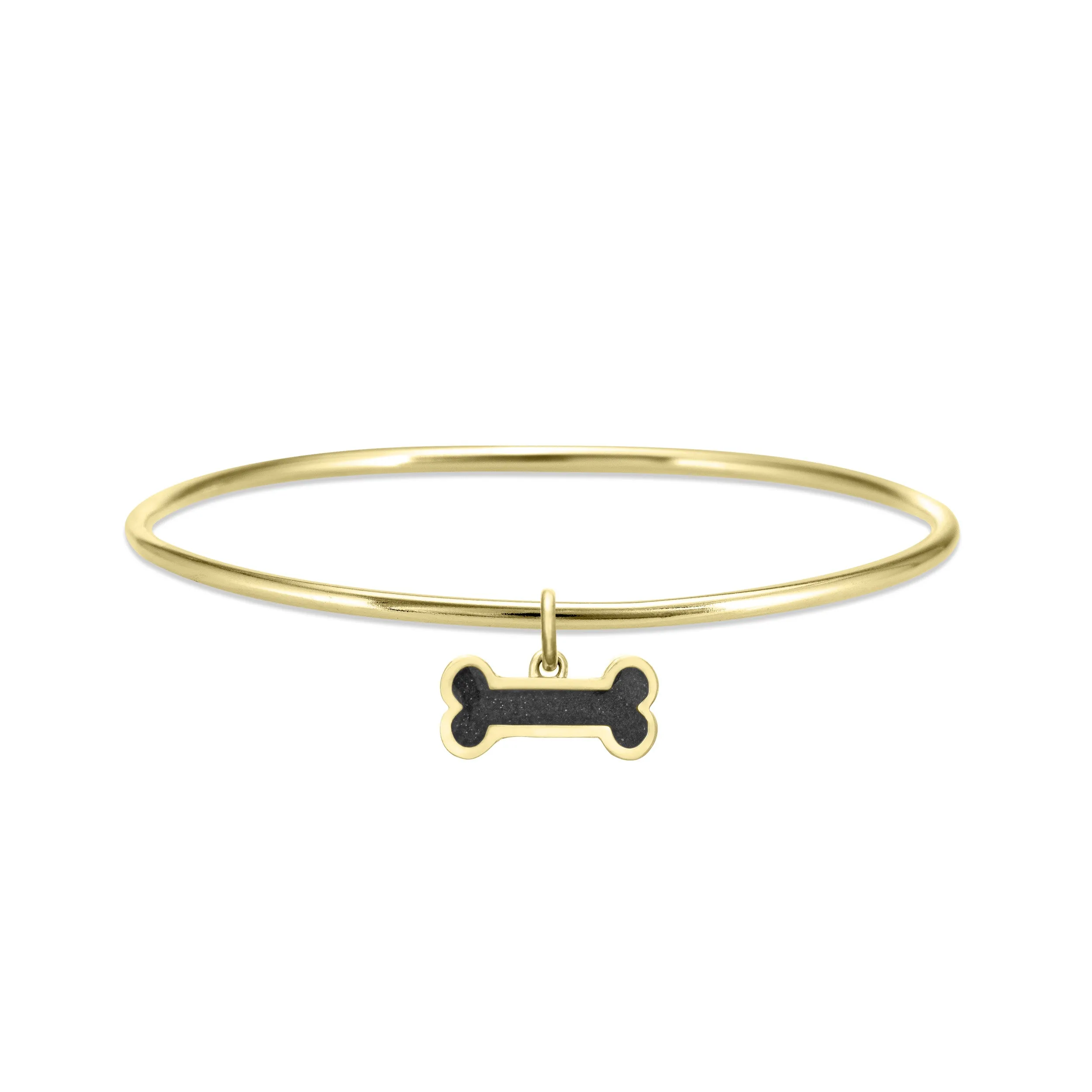 Single Bangle Bracelet with Various Cremation Charms in 14K Yellow Gold