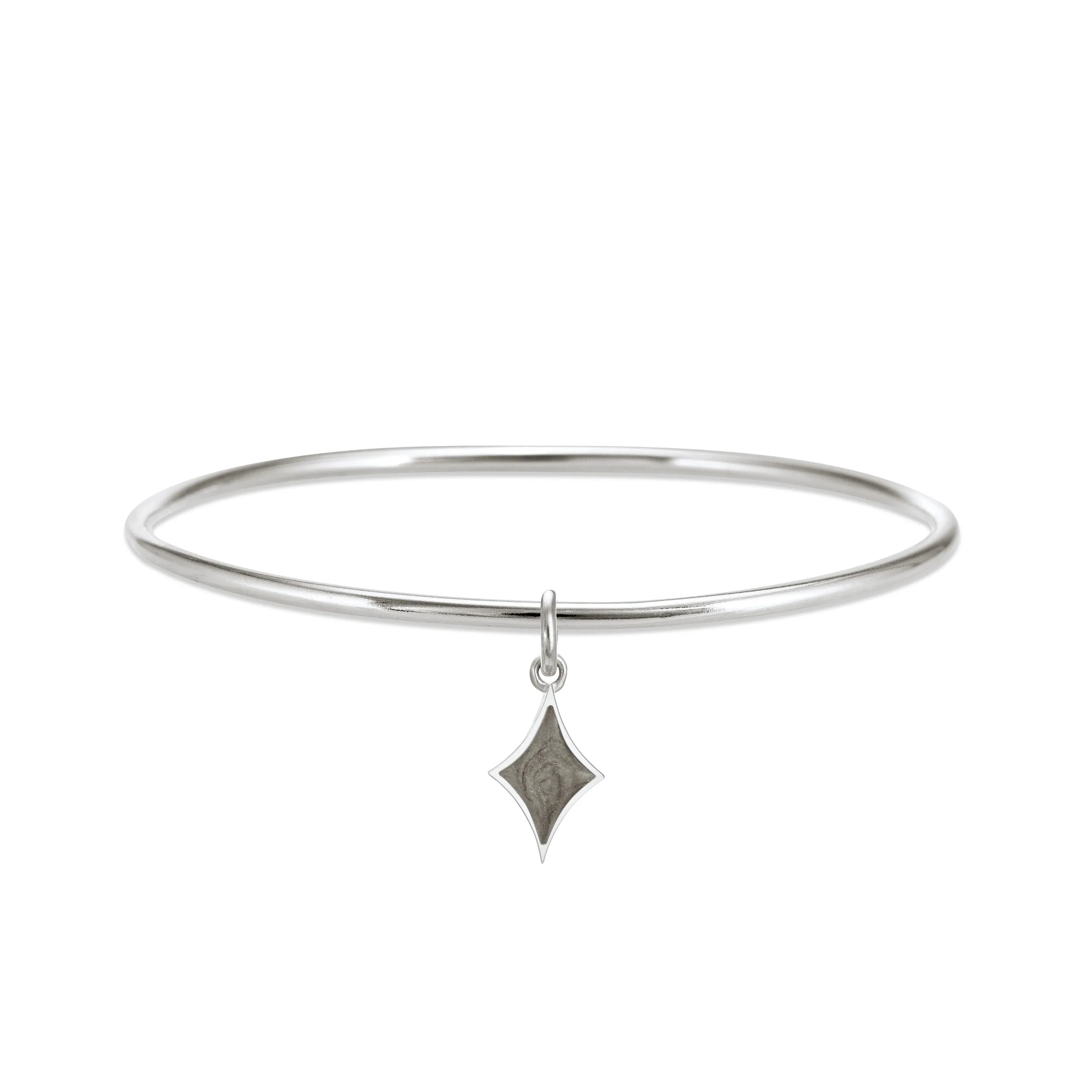 Single Bangle Bracelet with Various Cremation Charms in Sterling Silver
