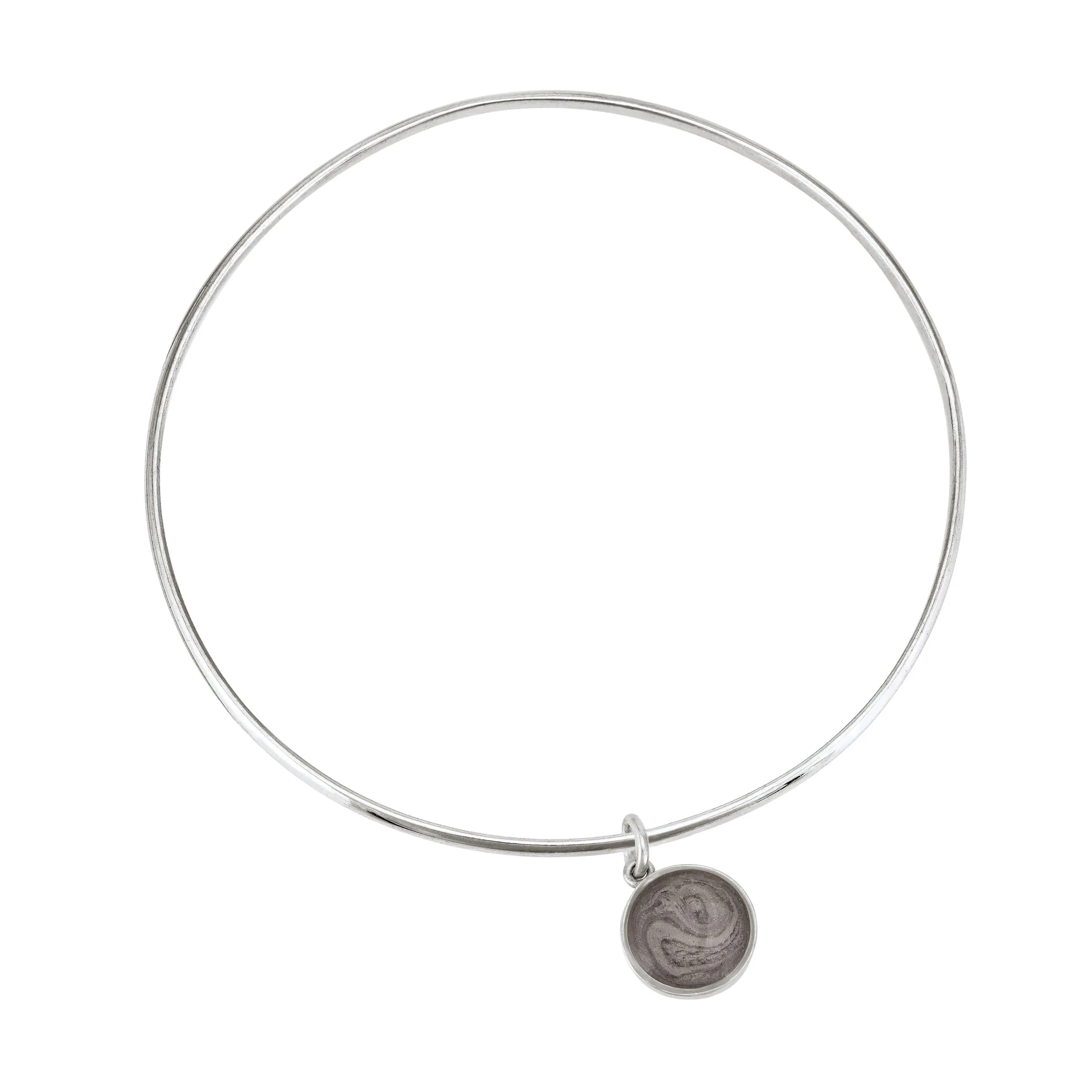 Single Bangle Bracelet with Various Cremation Charms in Sterling Silver