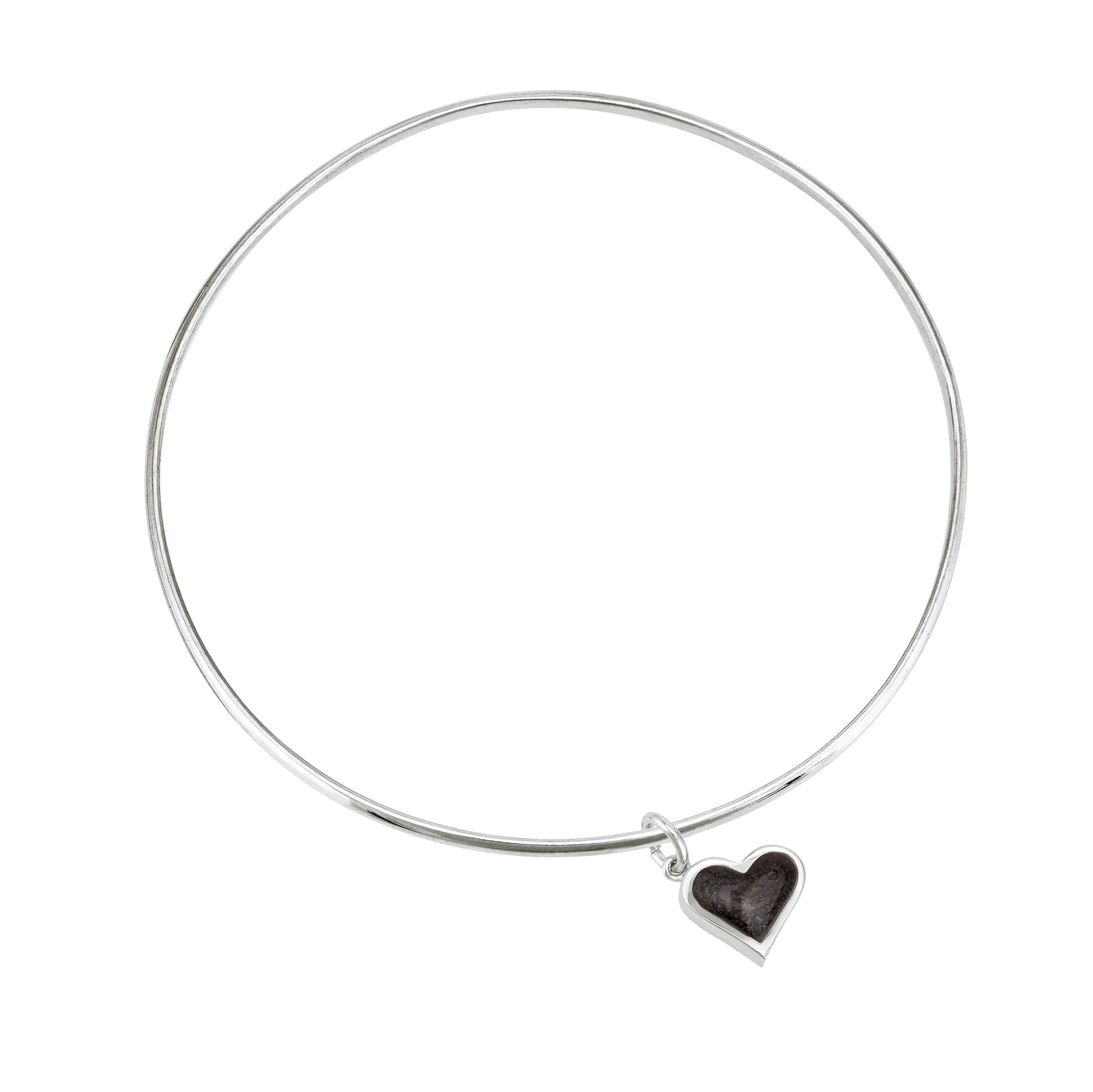 Single Bangle Bracelet with Various Cremation Charms in Sterling Silver