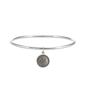 Single Bangle Bracelet with Various Cremation Charms in Sterling Silver