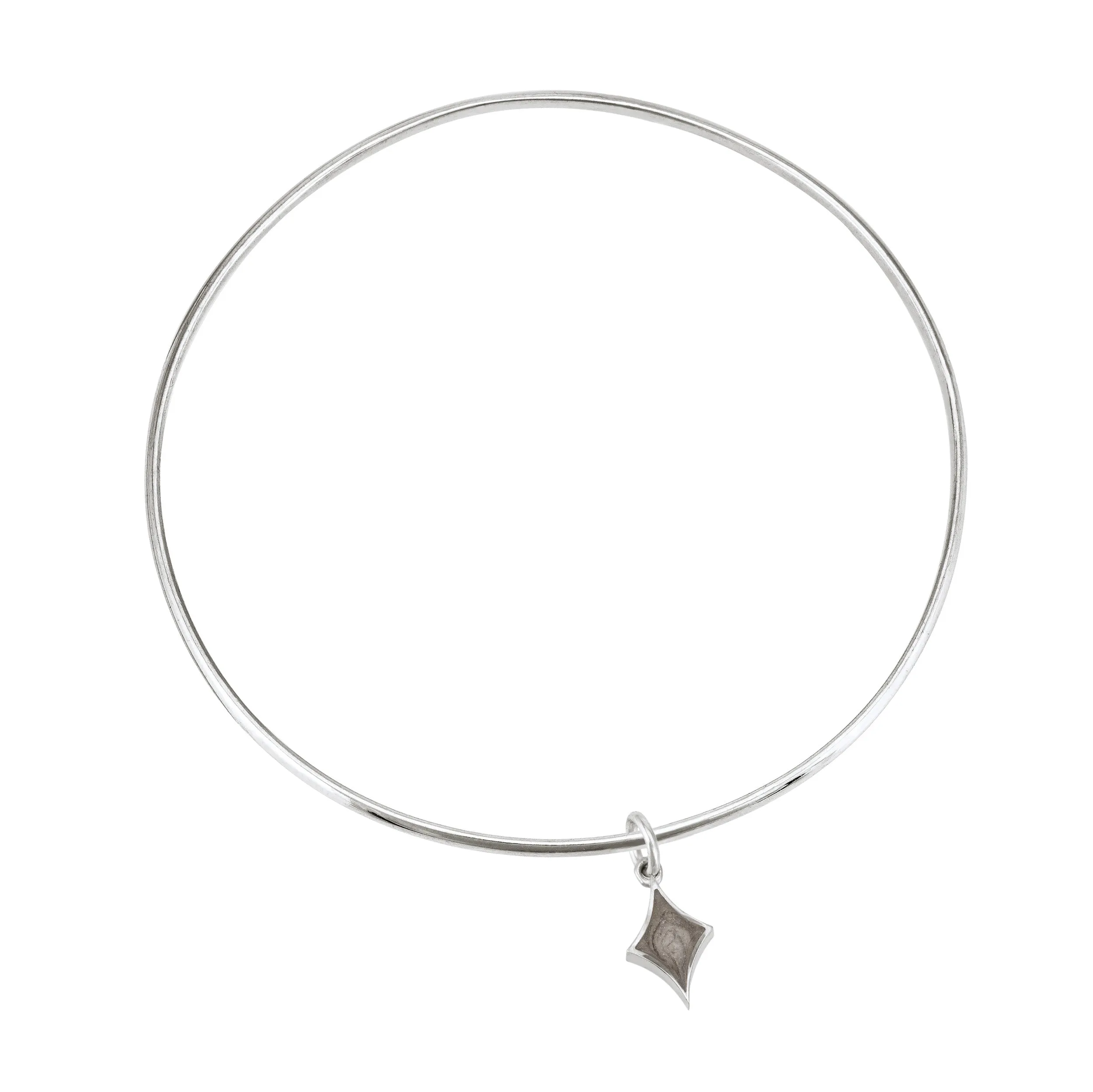 Single Bangle Bracelet with Various Cremation Charms in Sterling Silver