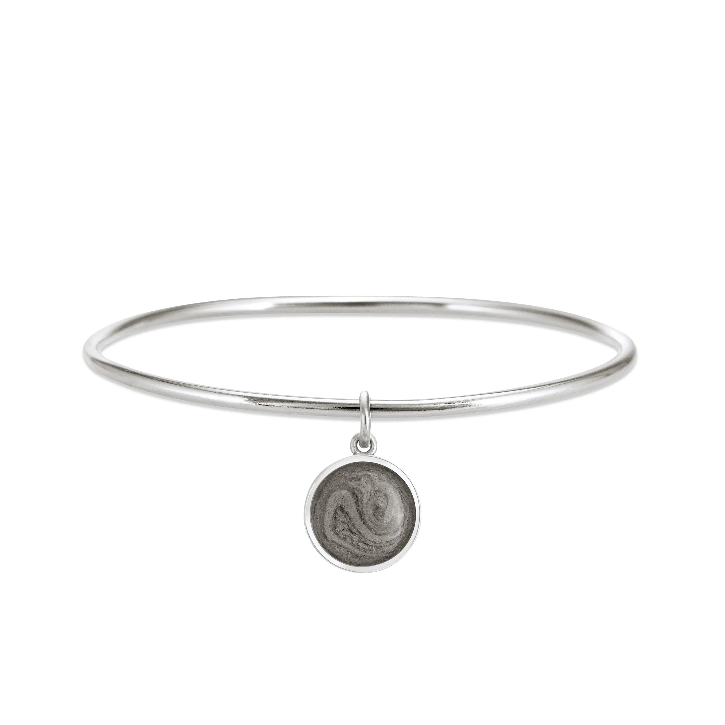 Single Bangle Bracelet with Various Cremation Charms in Sterling Silver