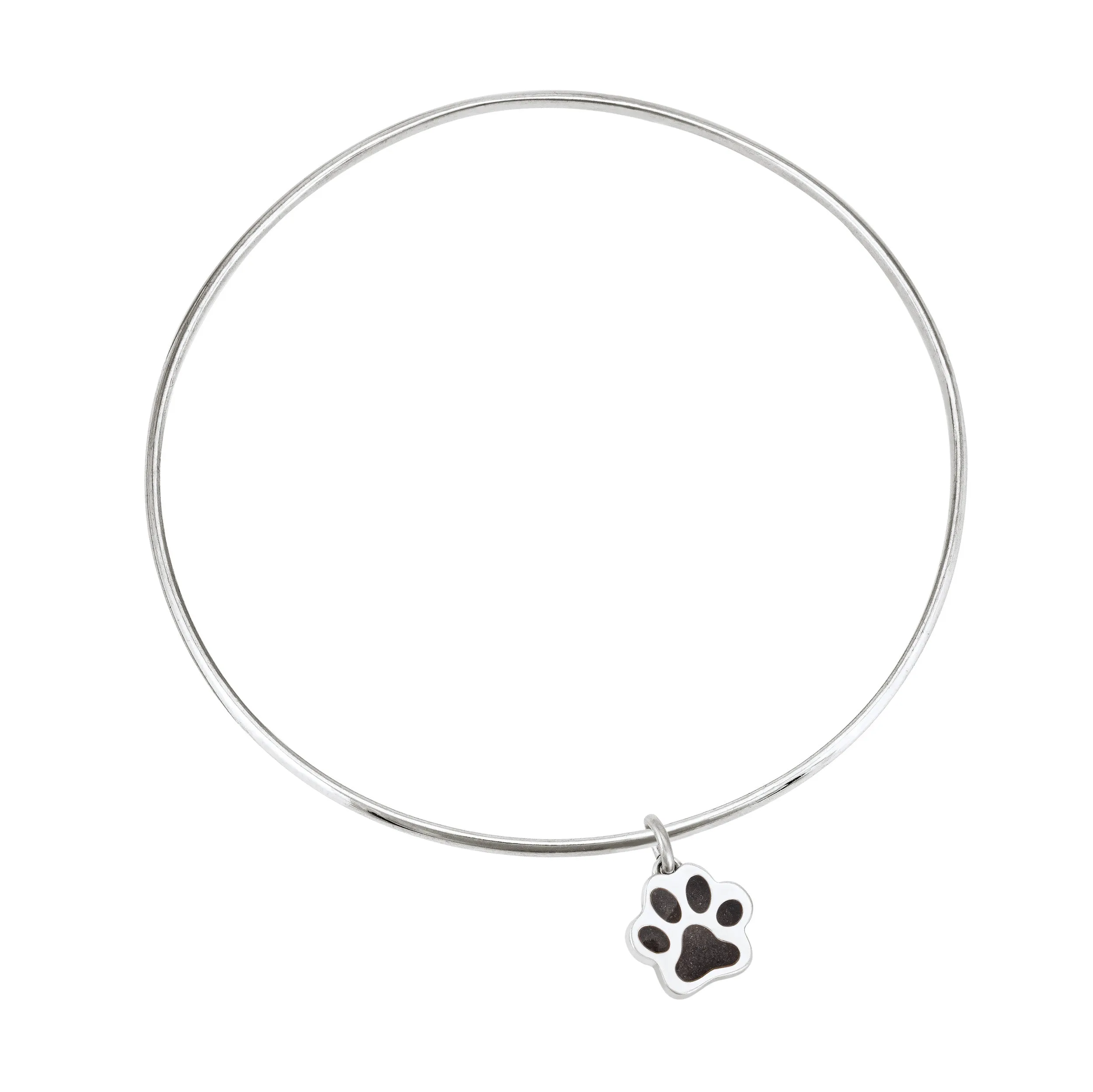 Single Bangle Bracelet with Various Cremation Charms in Sterling Silver