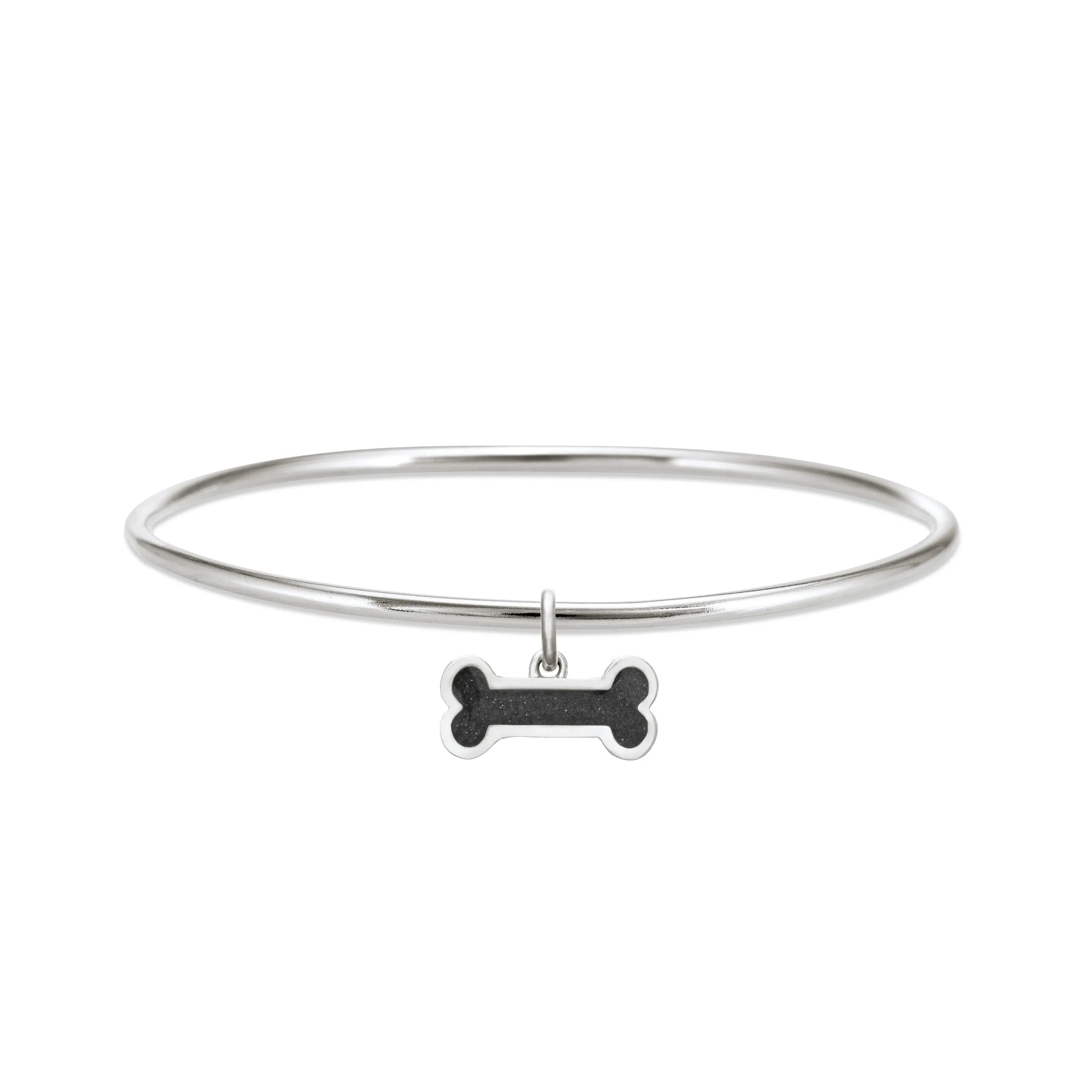 Single Bangle Bracelet with Various Cremation Charms in Sterling Silver
