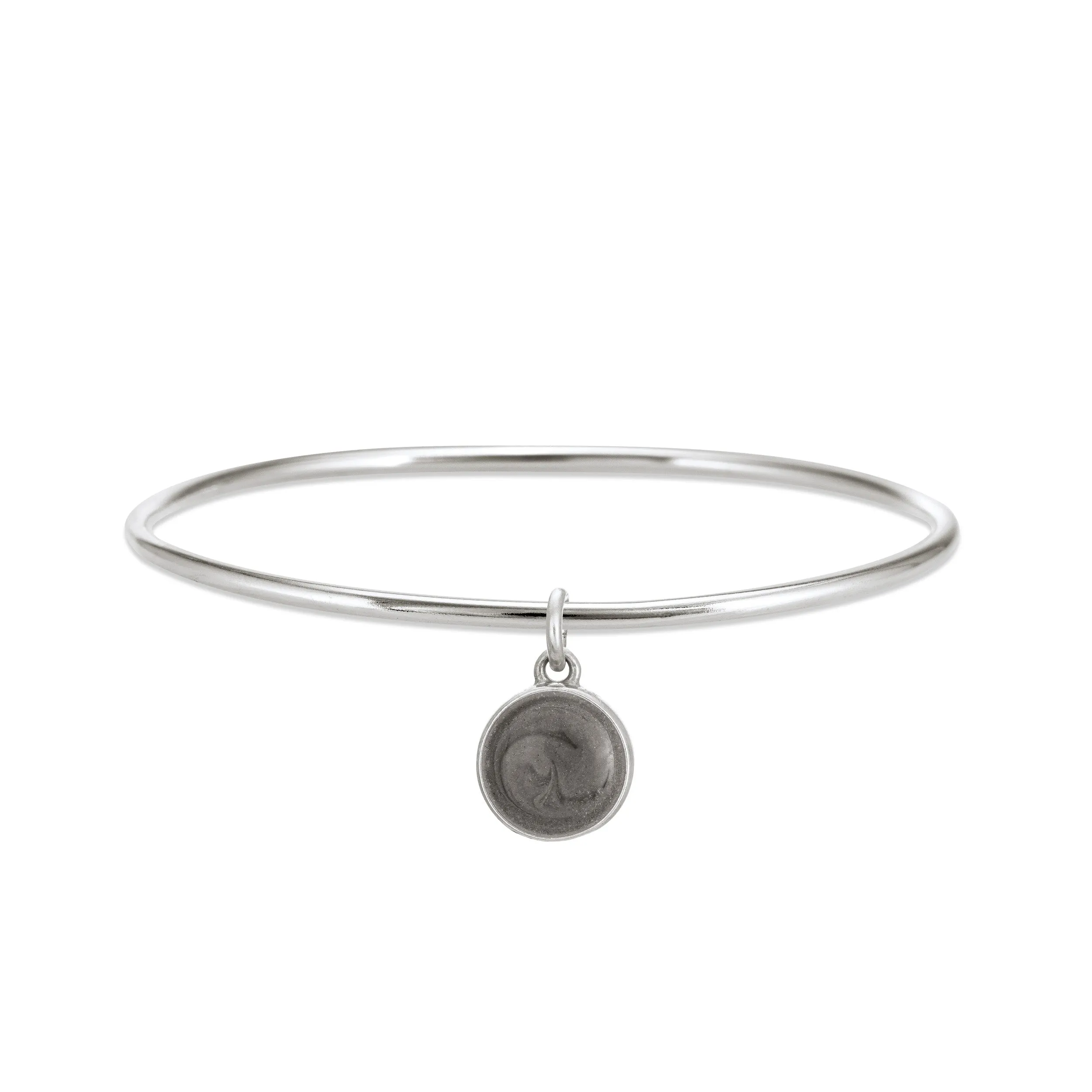 Single Bangle Bracelet with Various Cremation Charms in Sterling Silver