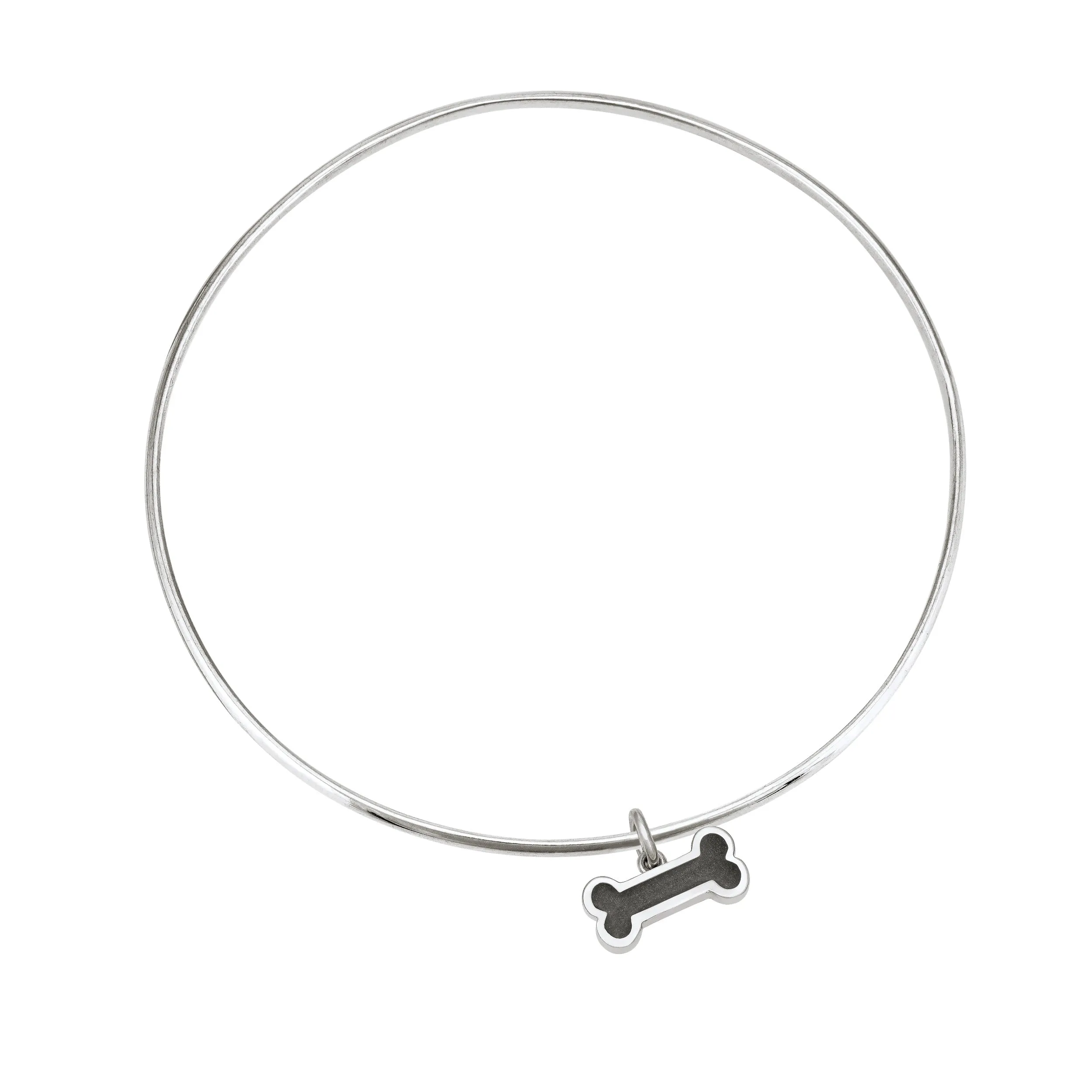Single Bangle Bracelet with Various Cremation Charms in Sterling Silver