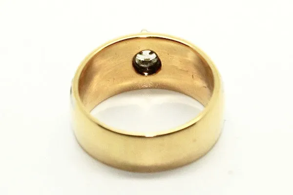 Six Prong Chanel Bordered Yellow Gold Ring AD No. 0807