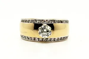 Six Prong Chanel Bordered Yellow Gold Ring AD No. 0807