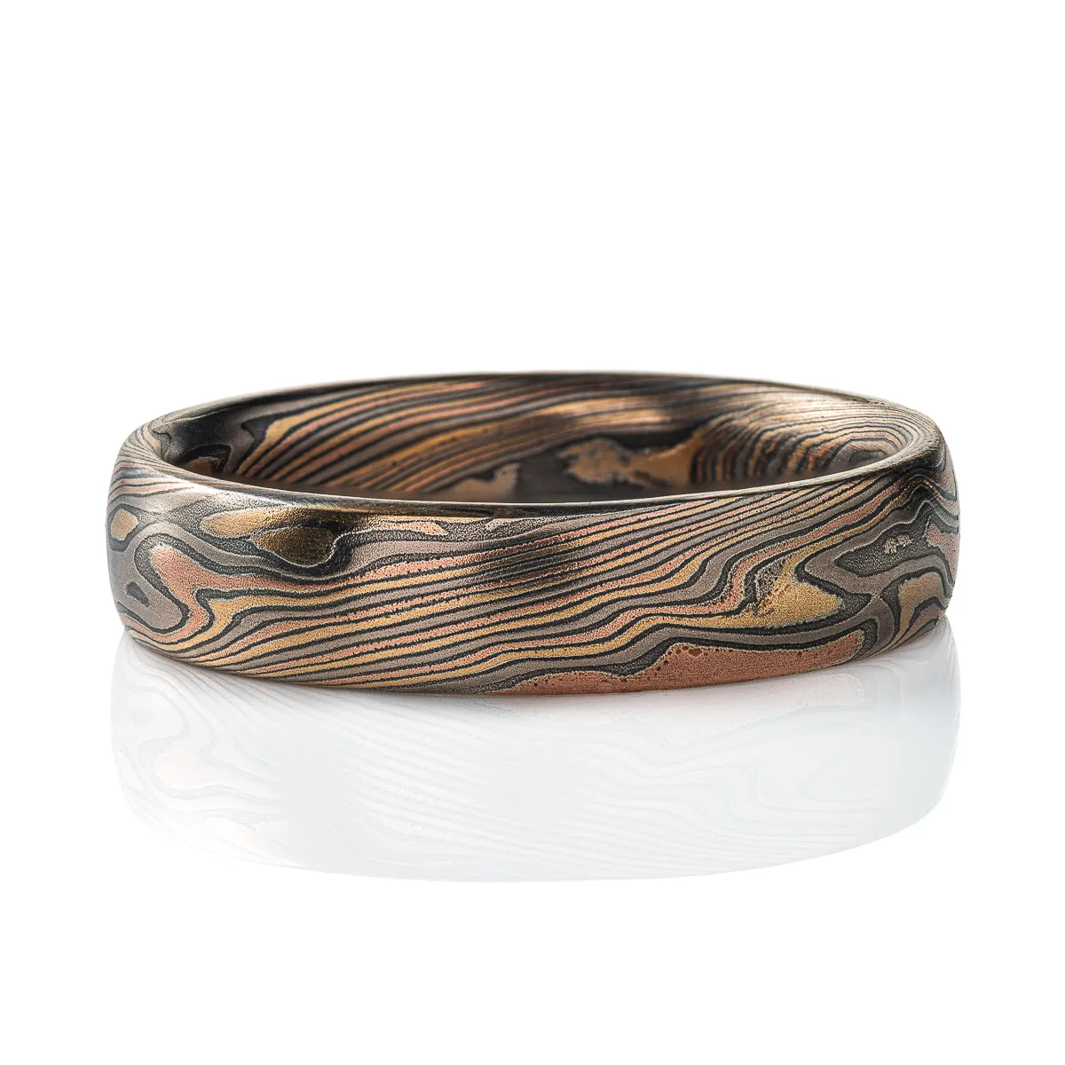 Slim Mokume Gane Wedding Band