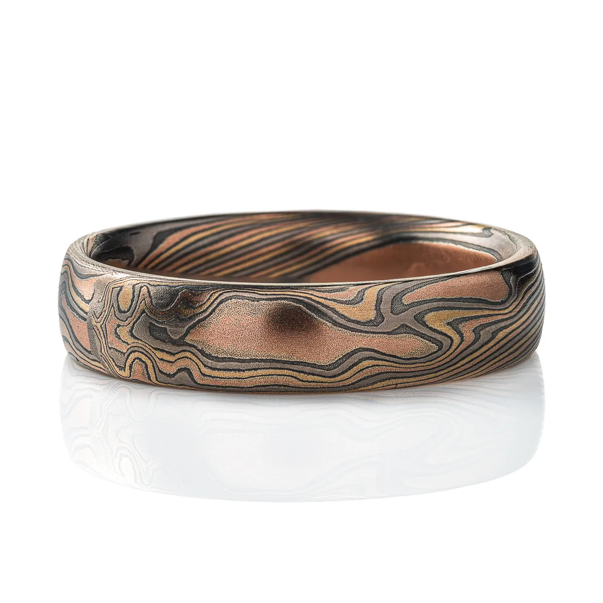 Slim Mokume Gane Wedding Band