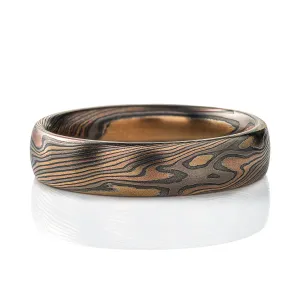 Slim Mokume Gane Wedding Band