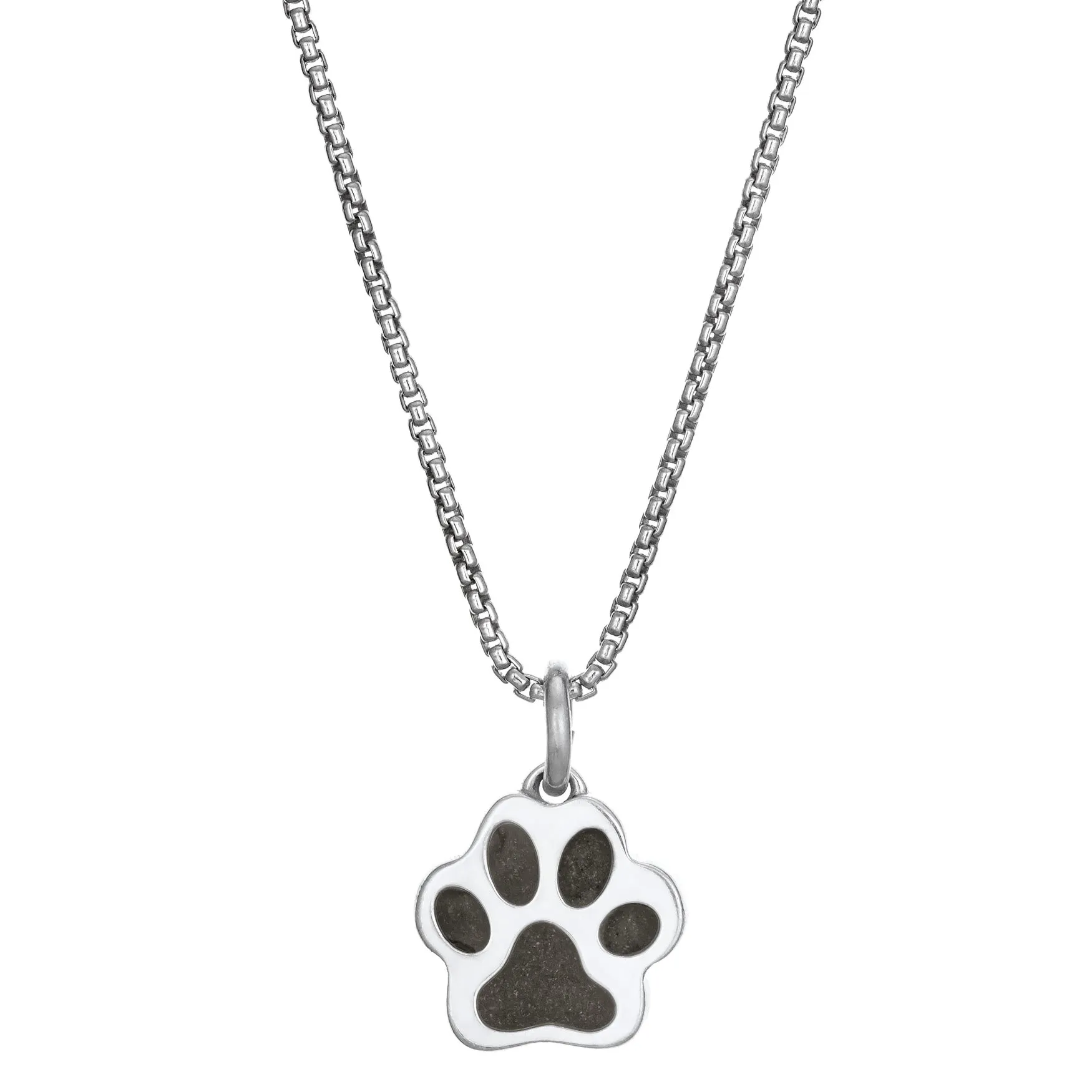 Small Paw Print Cremation Necklace in 14K White Gold