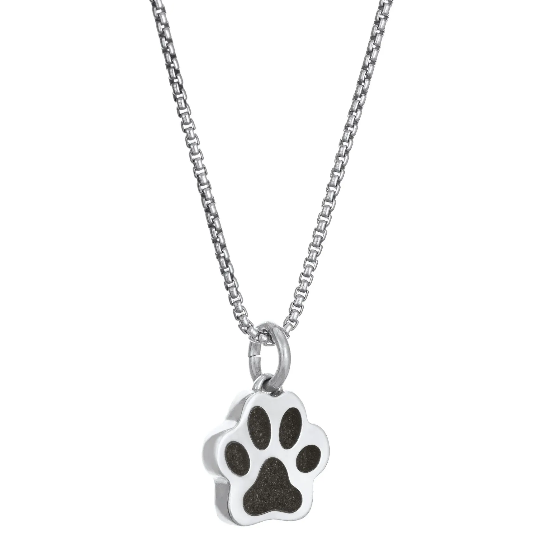 Small Paw Print Cremation Necklace in 14K White Gold