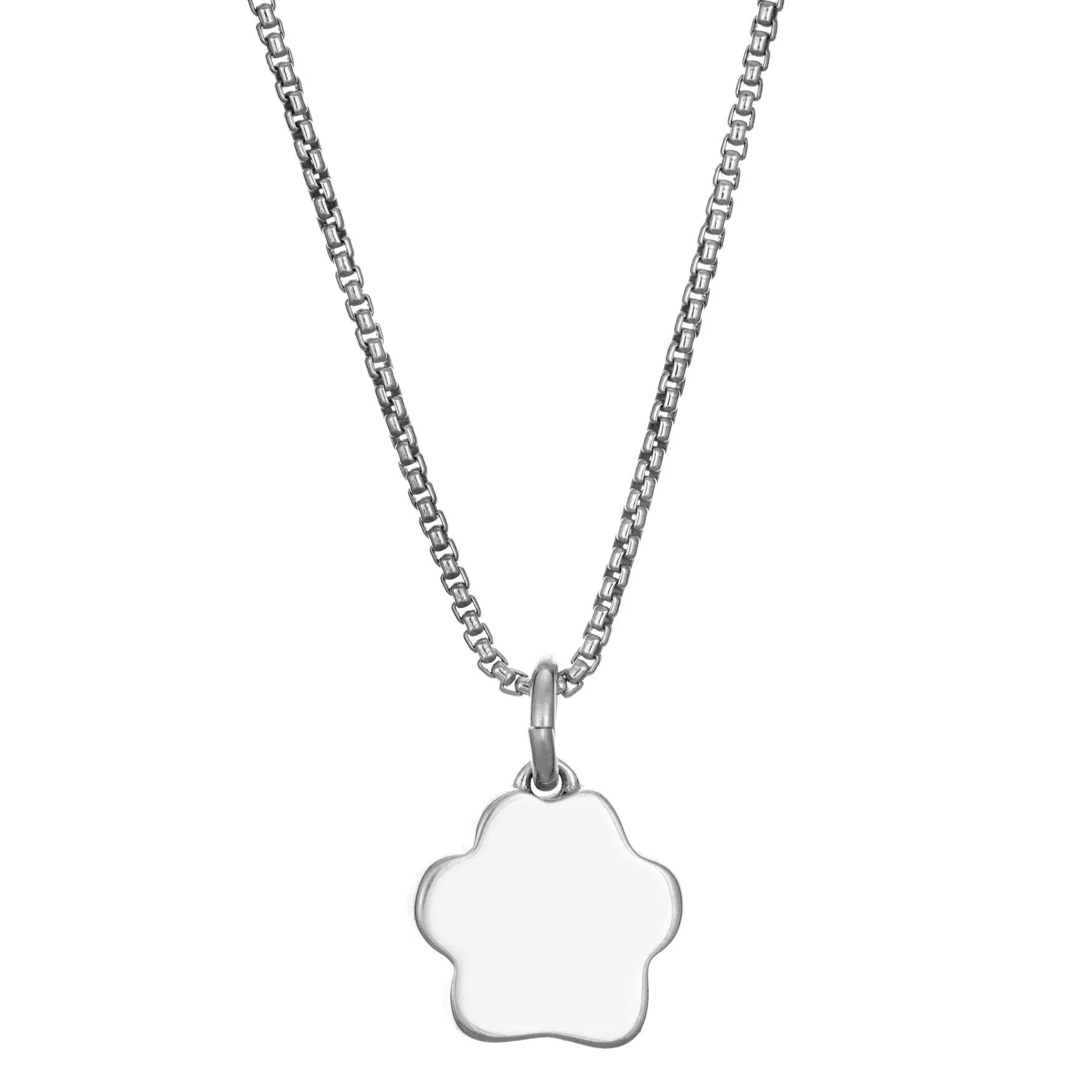 Small Paw Print Cremation Necklace in 14K White Gold