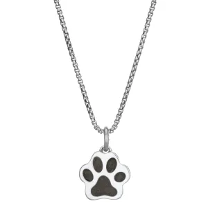 Small Paw Print Cremation Necklace in 14K White Gold