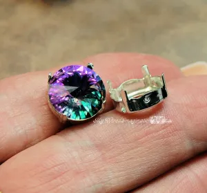 SOLID Sterling Silver, 925 Setting, 12mm Round Rivoli 1122 Crystal Settings