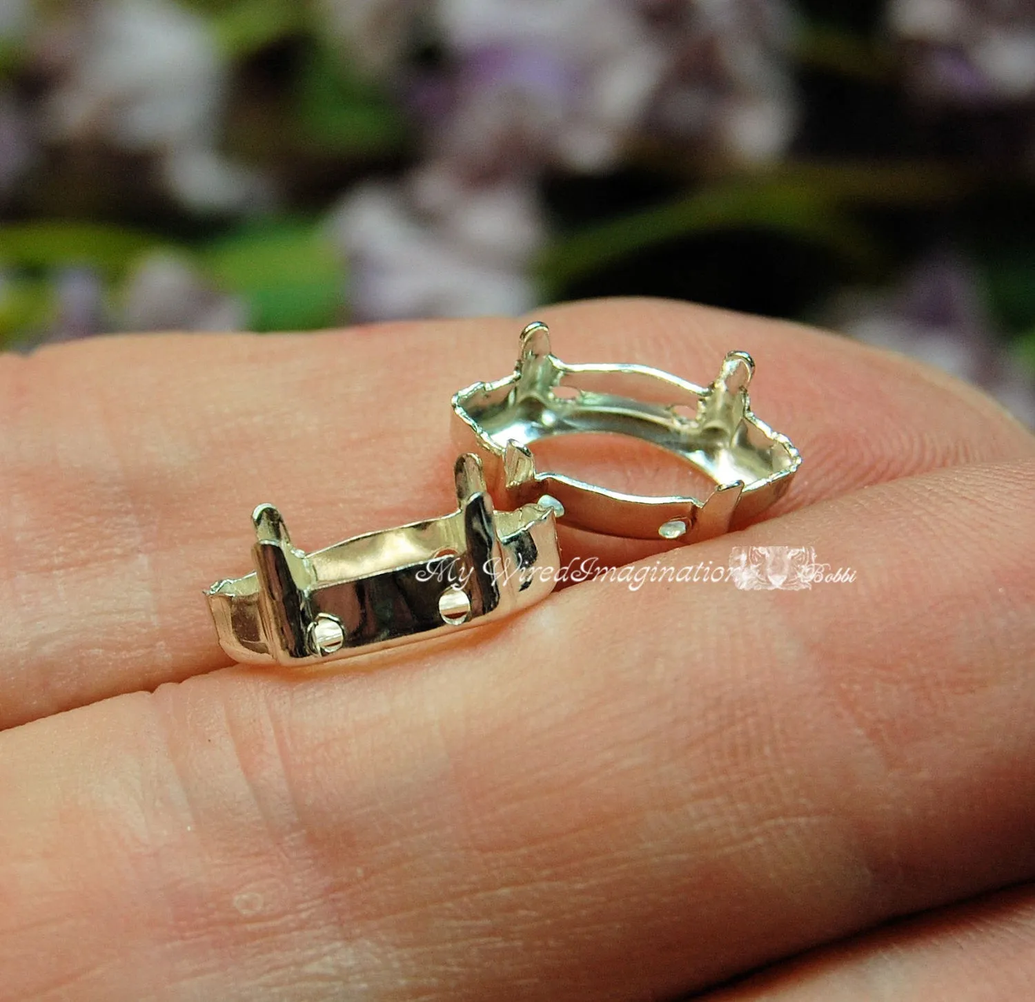 SOLID Sterling Silver 925 Setting for 15x7 Navette-Marquise Shaped Crystals