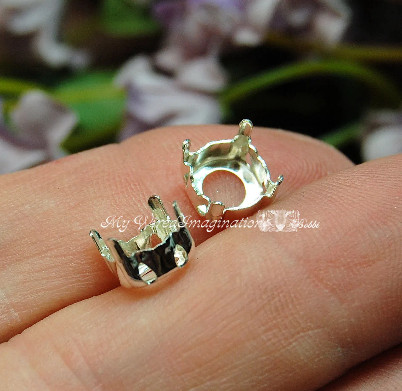 SOLID Sterling Silver 925 Sew On Setting for 39ss-8mm Round Crystals & Gemstones