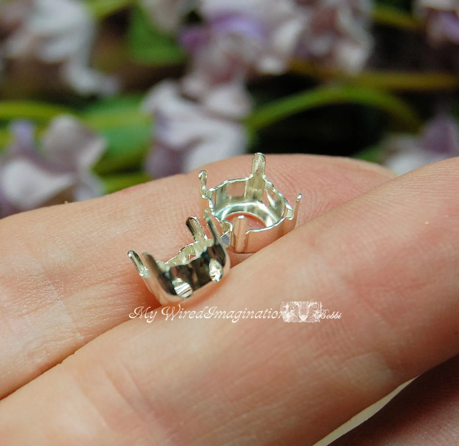 SOLID Sterling Silver 925 Sew On Setting for 39ss-8mm Round Crystals & Gemstones