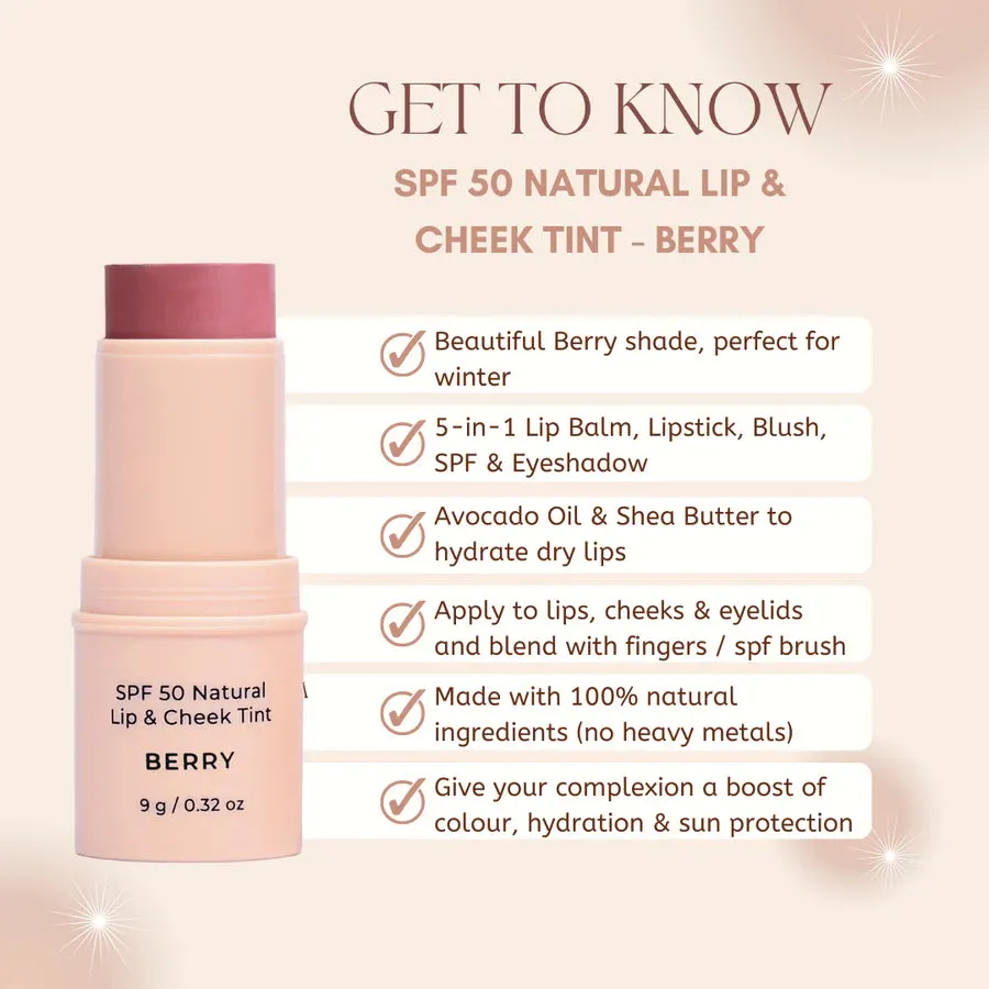 SPF 50 Natural Lip & Cheek Tint - Berry