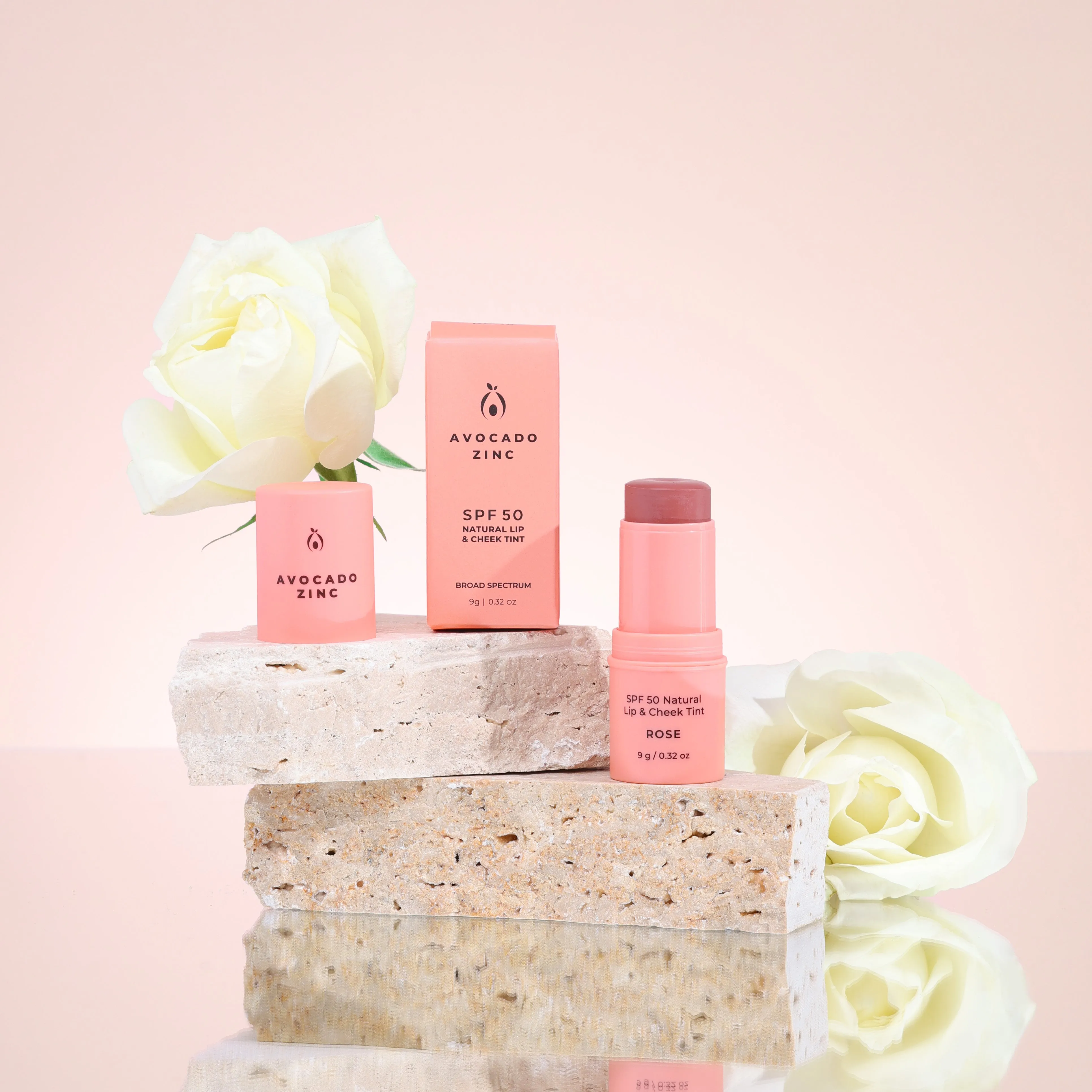 SPF 50 Natural Lip & Cheek Tint - Rose