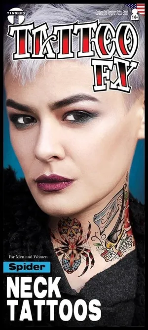 Spider Neck Temporary Tattoo