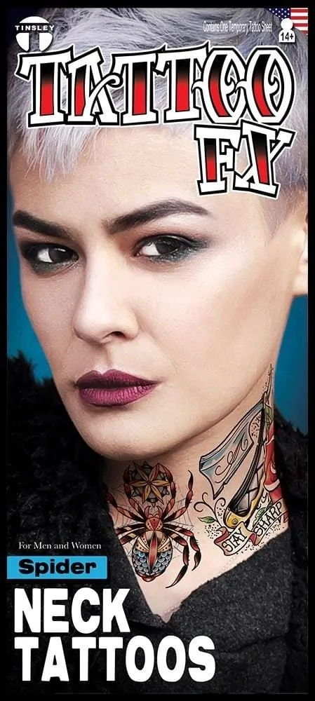 Spider Neck Temporary Tattoo
