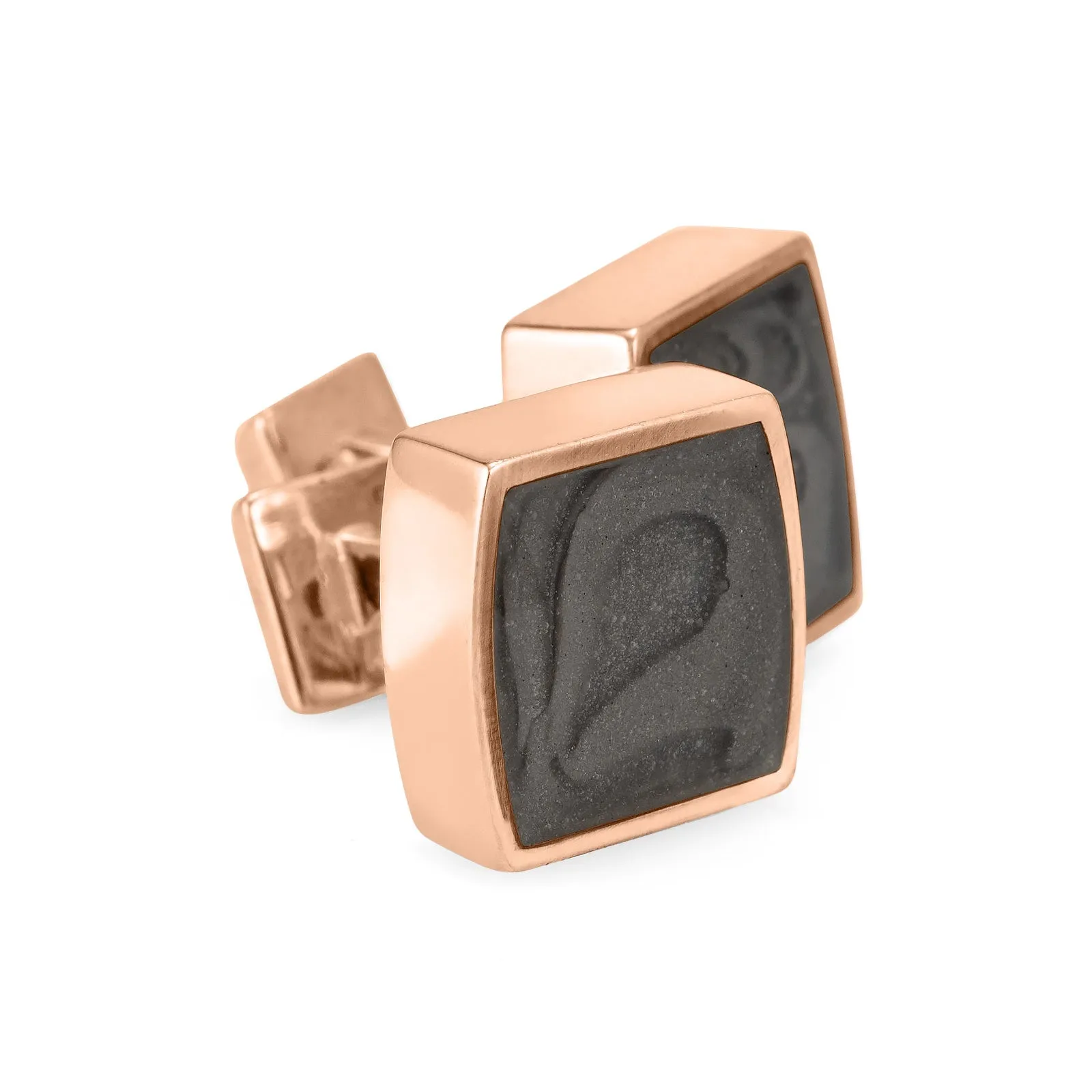 Square Cremation Cufflinks in 14K Rose Gold